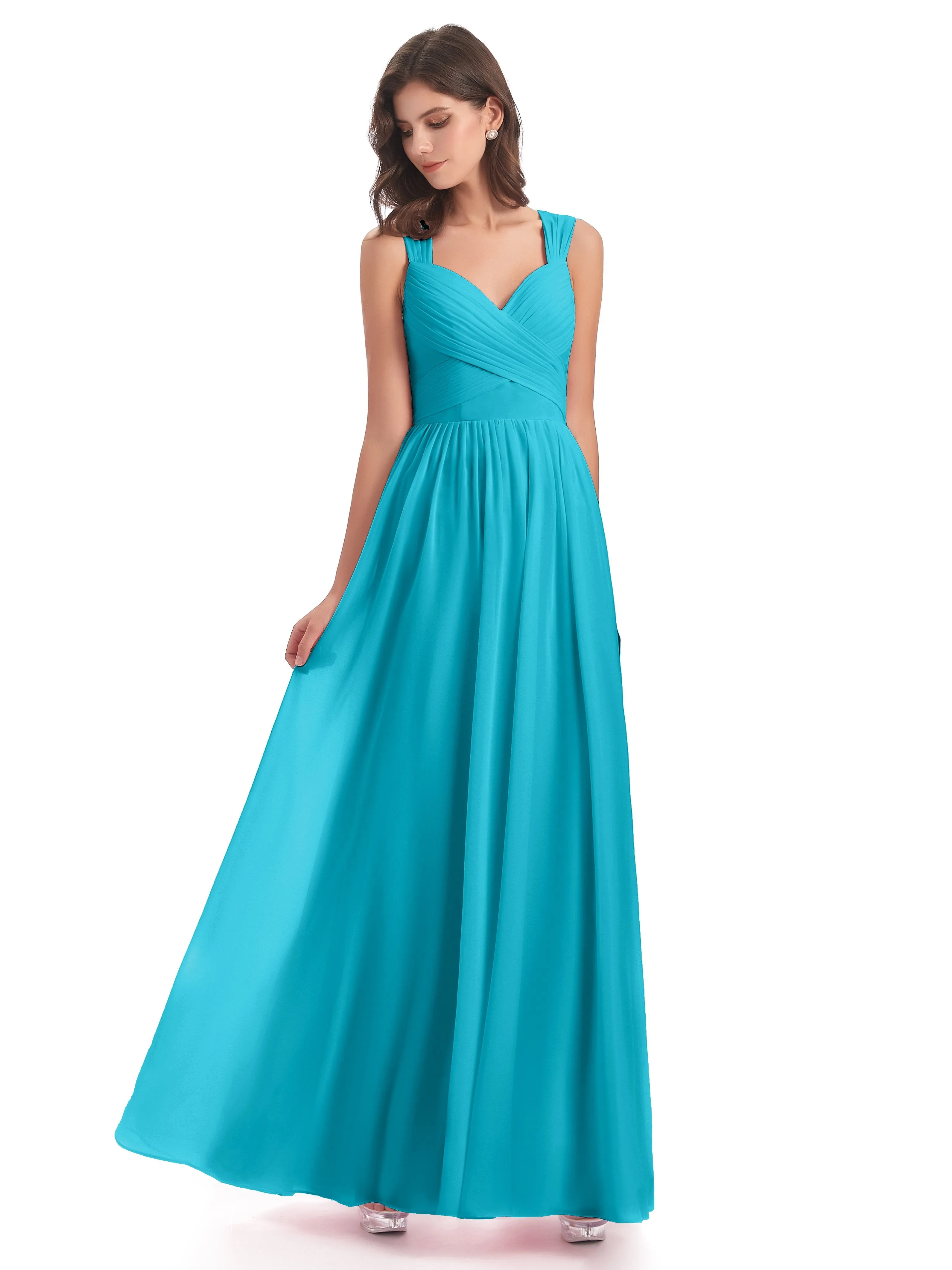 Ellie Flowy Key Hole Long Chiffon Bridesmaid Dresses
