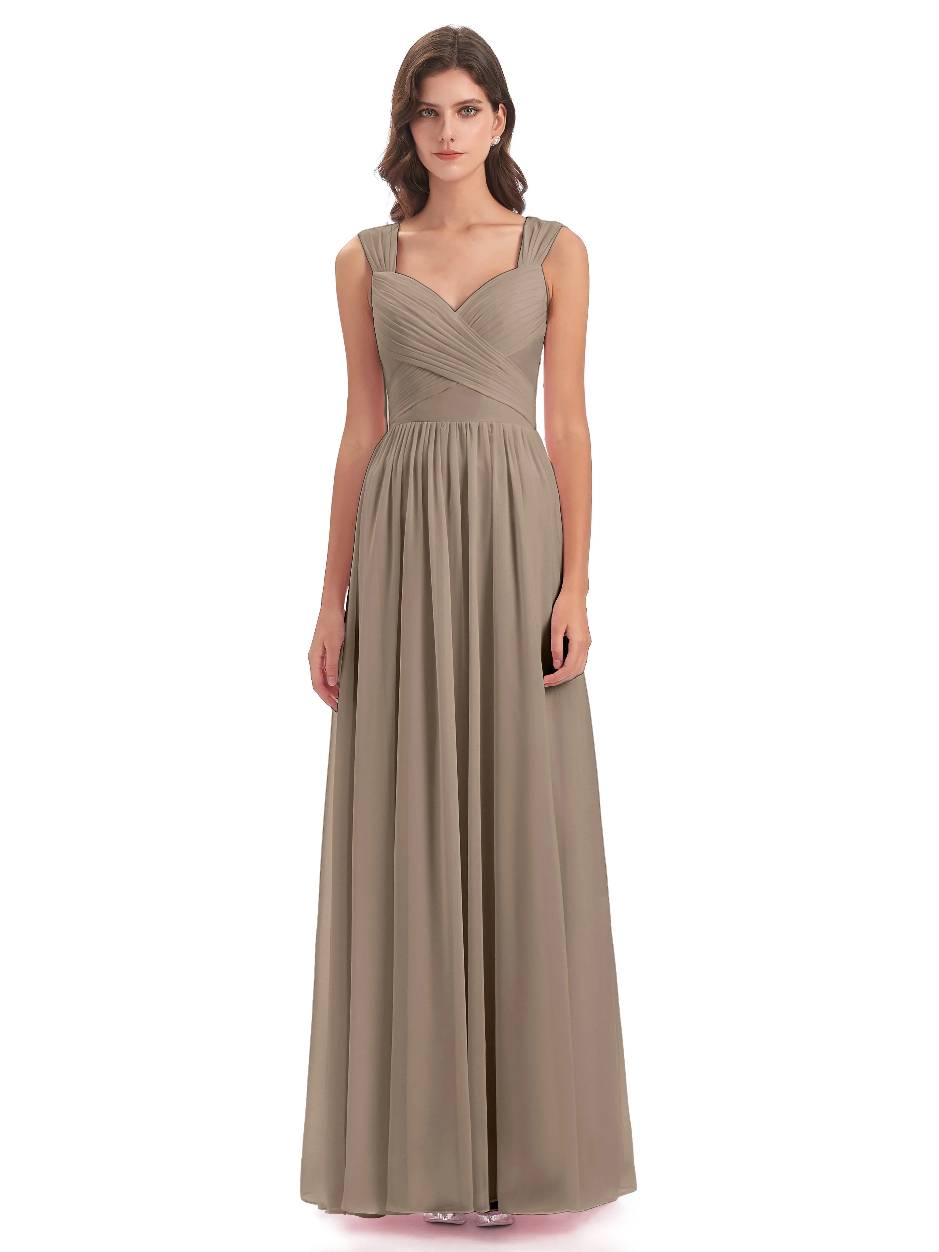 Ellie Flowy Key Hole Long Chiffon Bridesmaid Dresses