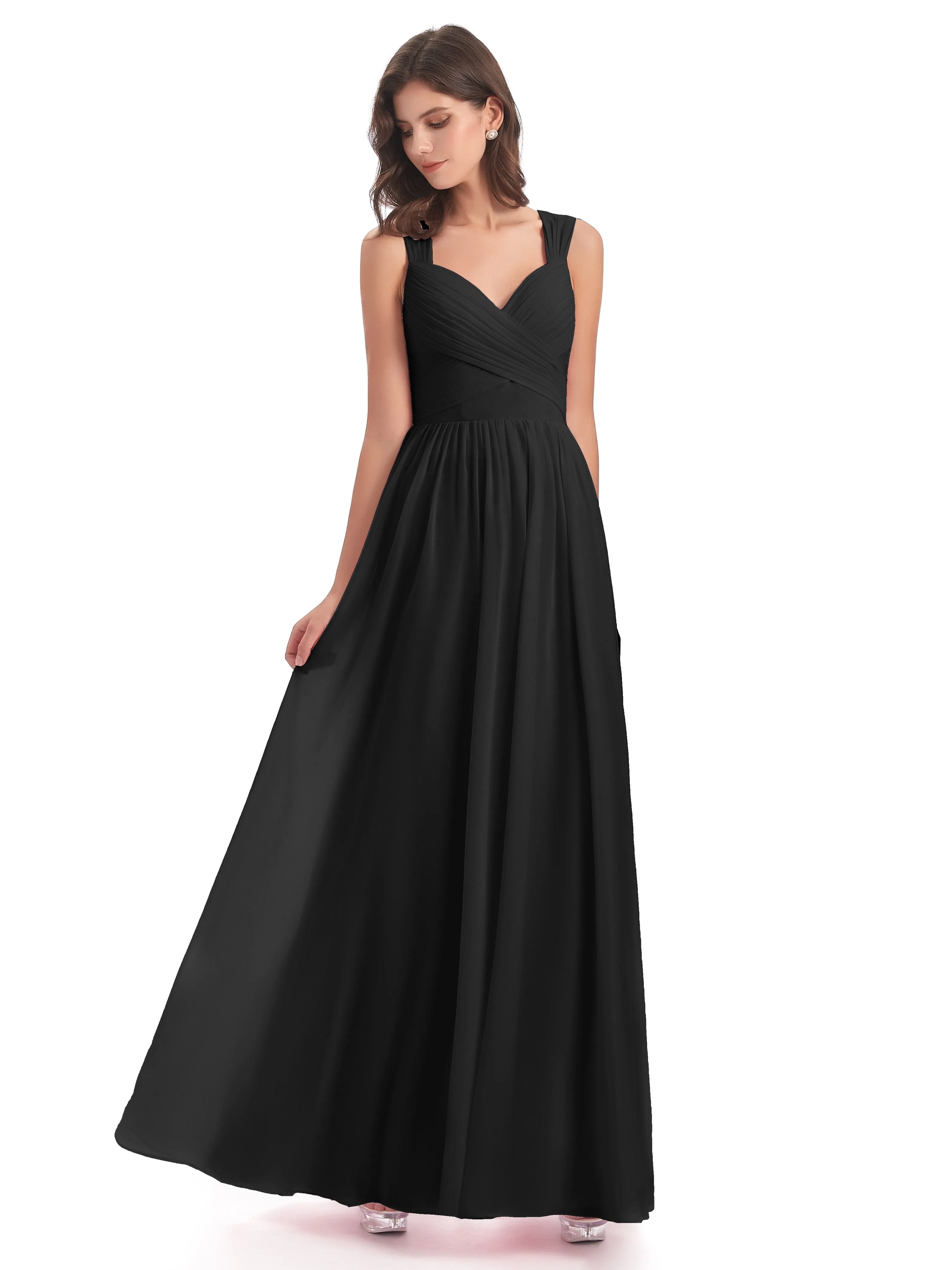 Ellie Flowy Key Hole Long Chiffon Bridesmaid Dresses