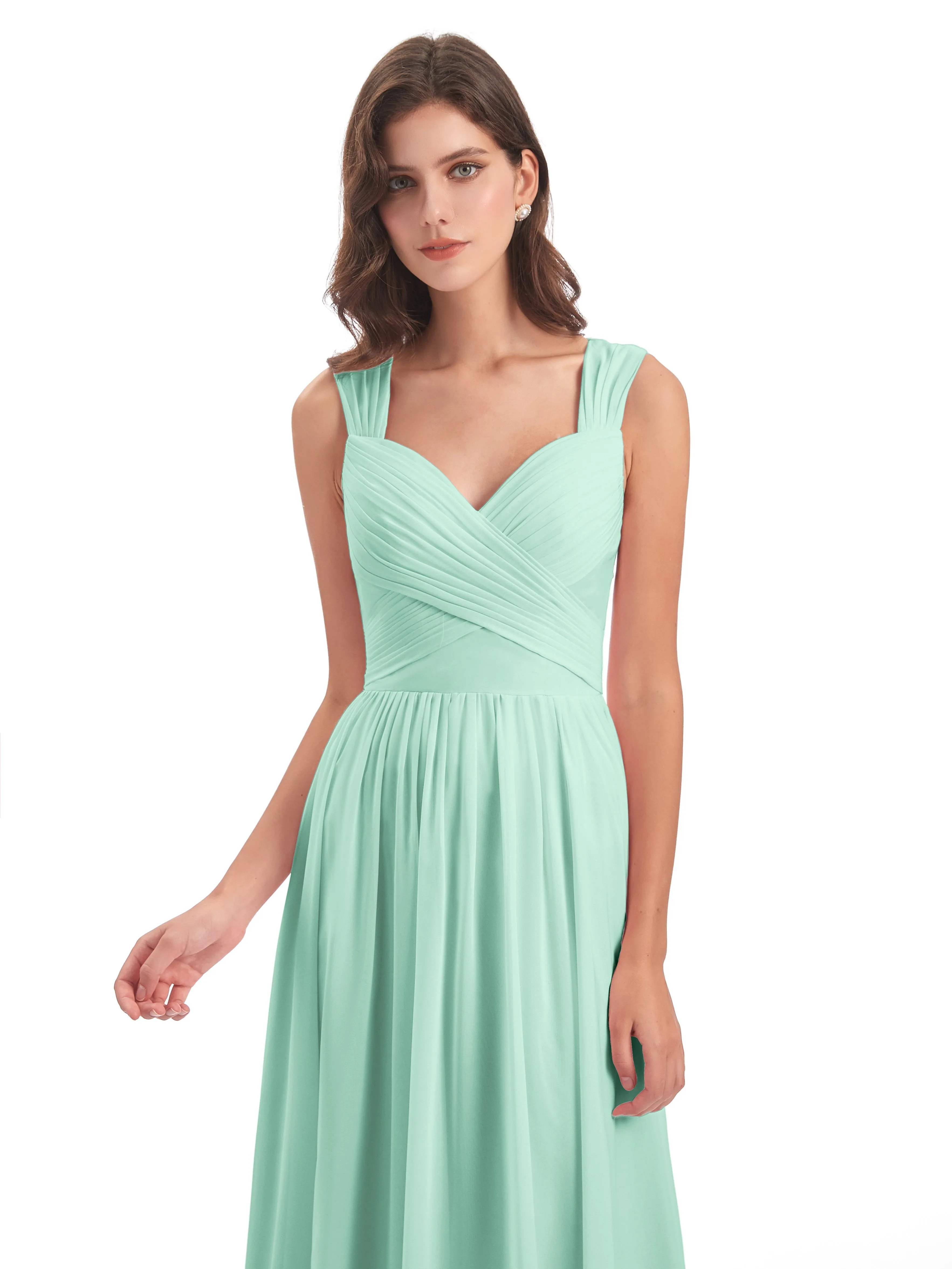 Ellie Flowy Key Hole Long Chiffon Bridesmaid Dresses