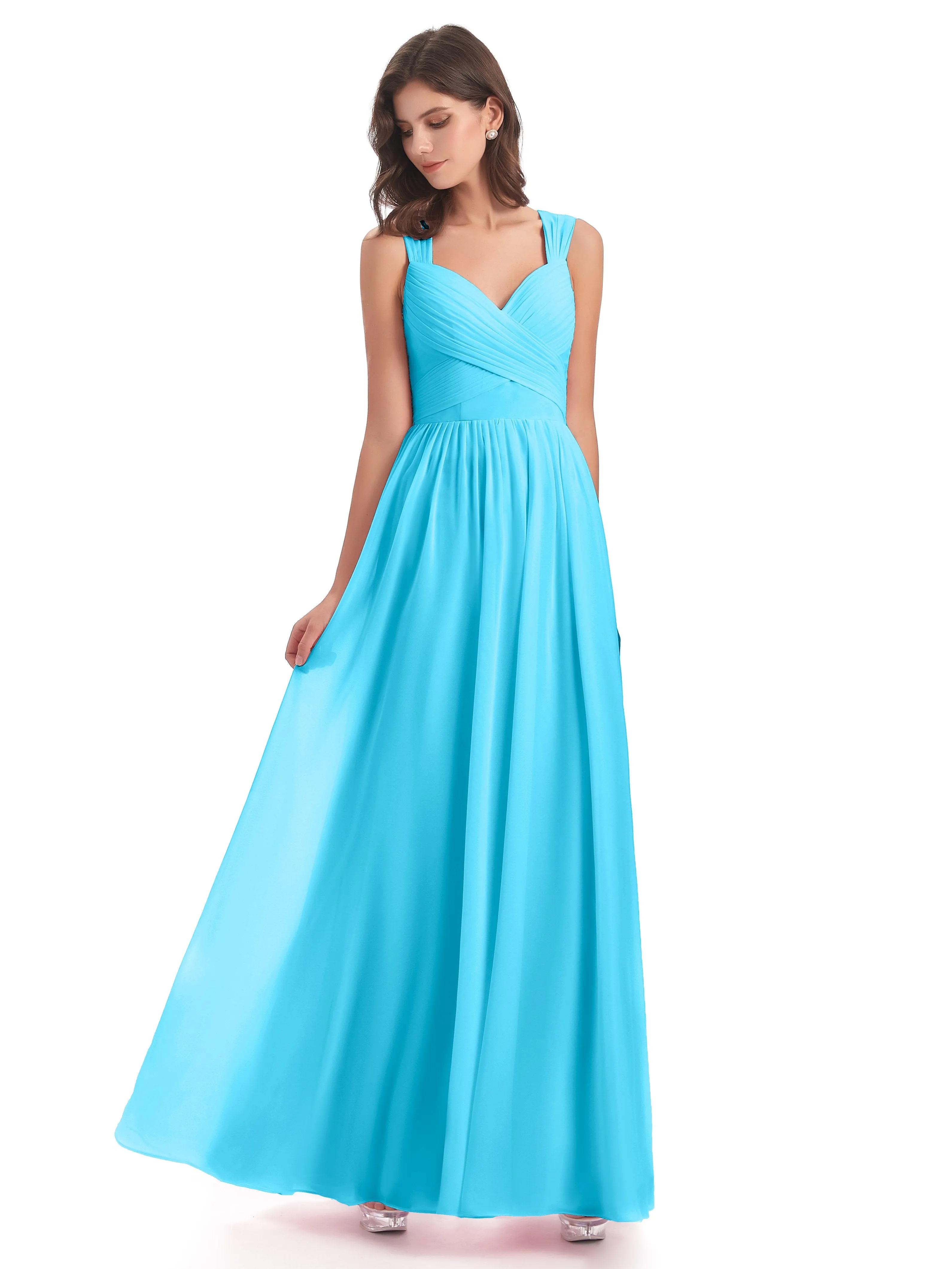 Ellie Flowy Key Hole Long Chiffon Bridesmaid Dresses