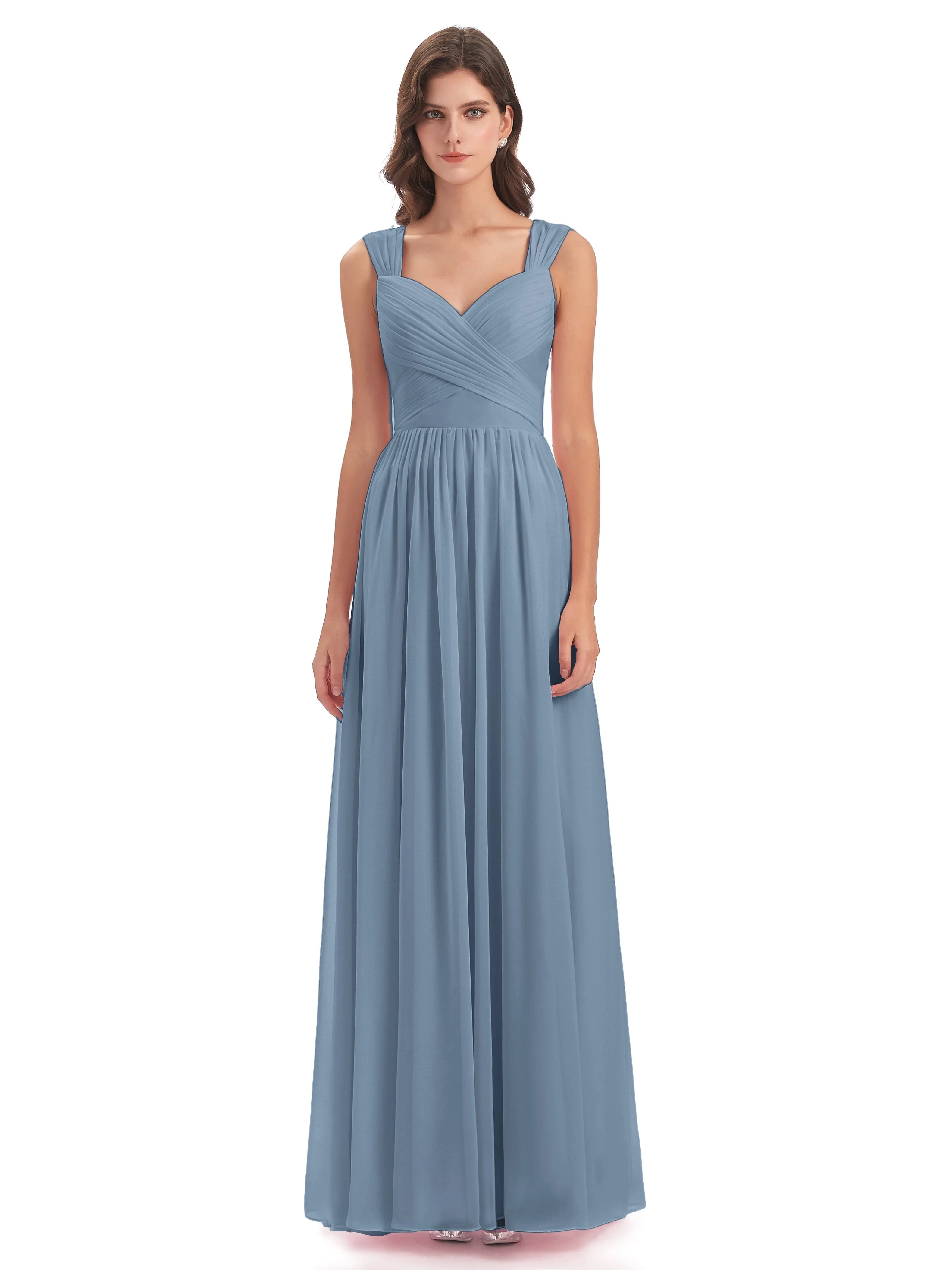 Ellie Flowy Key Hole Long Chiffon Bridesmaid Dresses