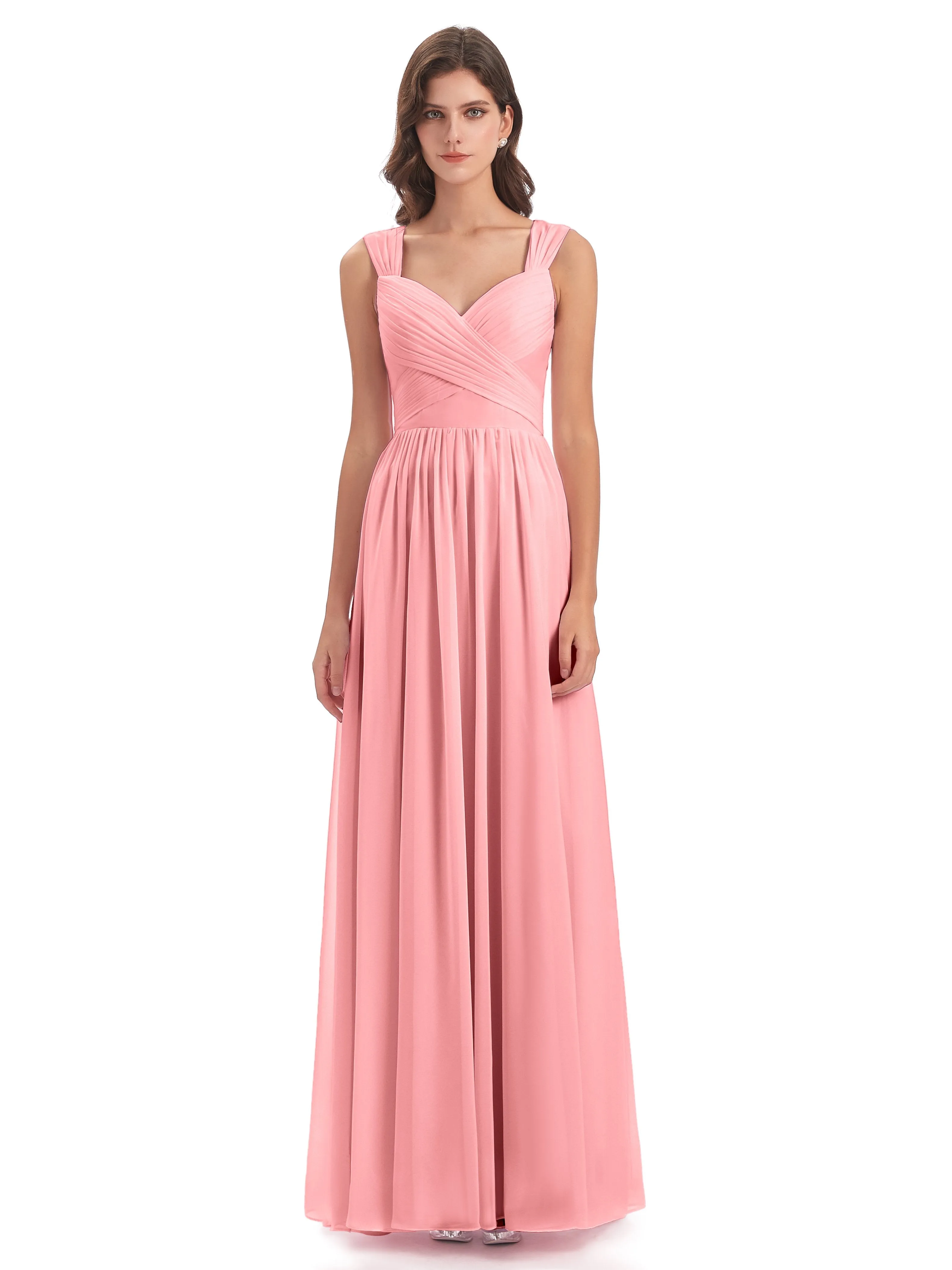 Ellie Flowy Key Hole Long Chiffon Bridesmaid Dresses