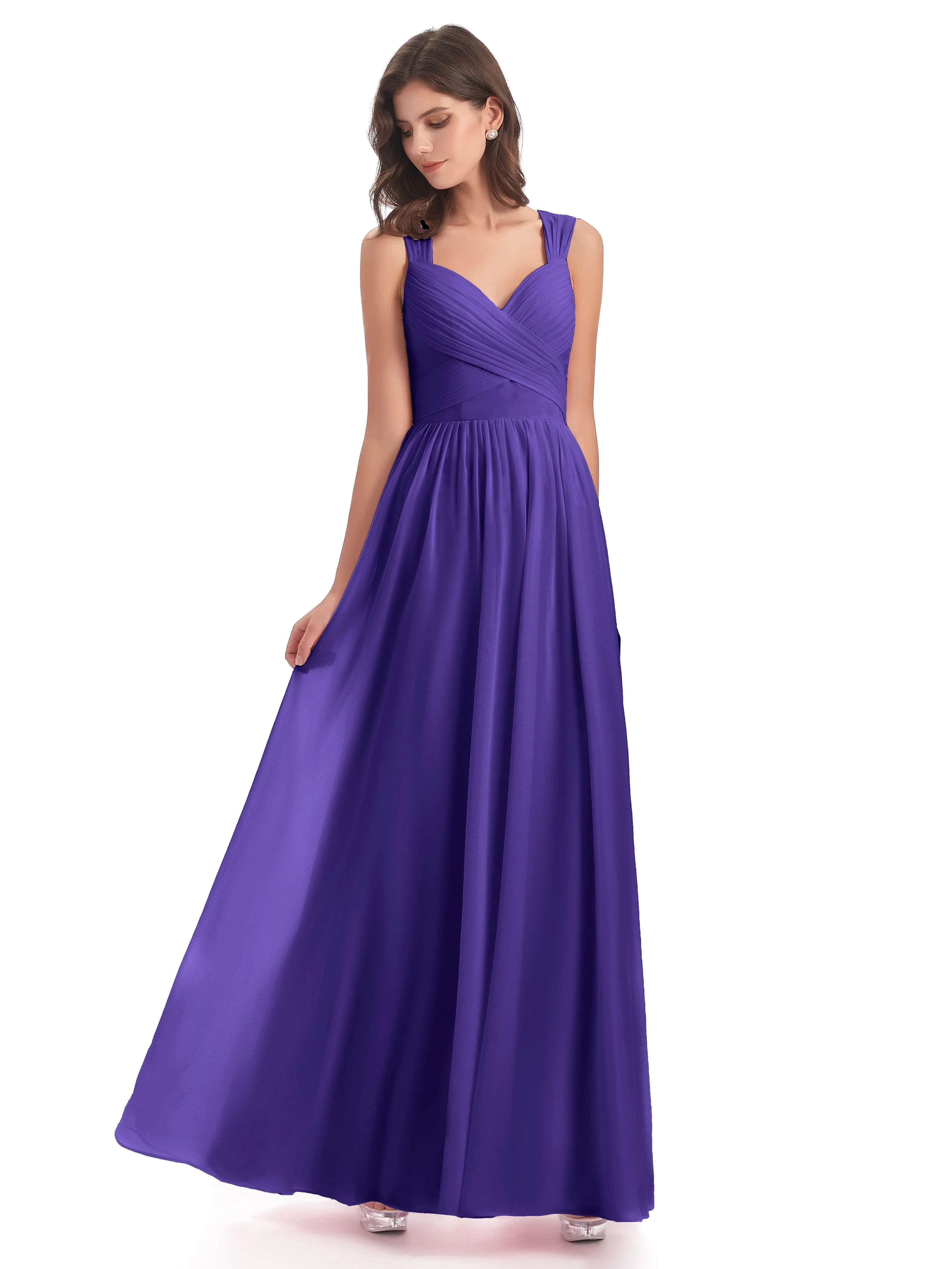 Ellie Flowy Key Hole Long Chiffon Bridesmaid Dresses