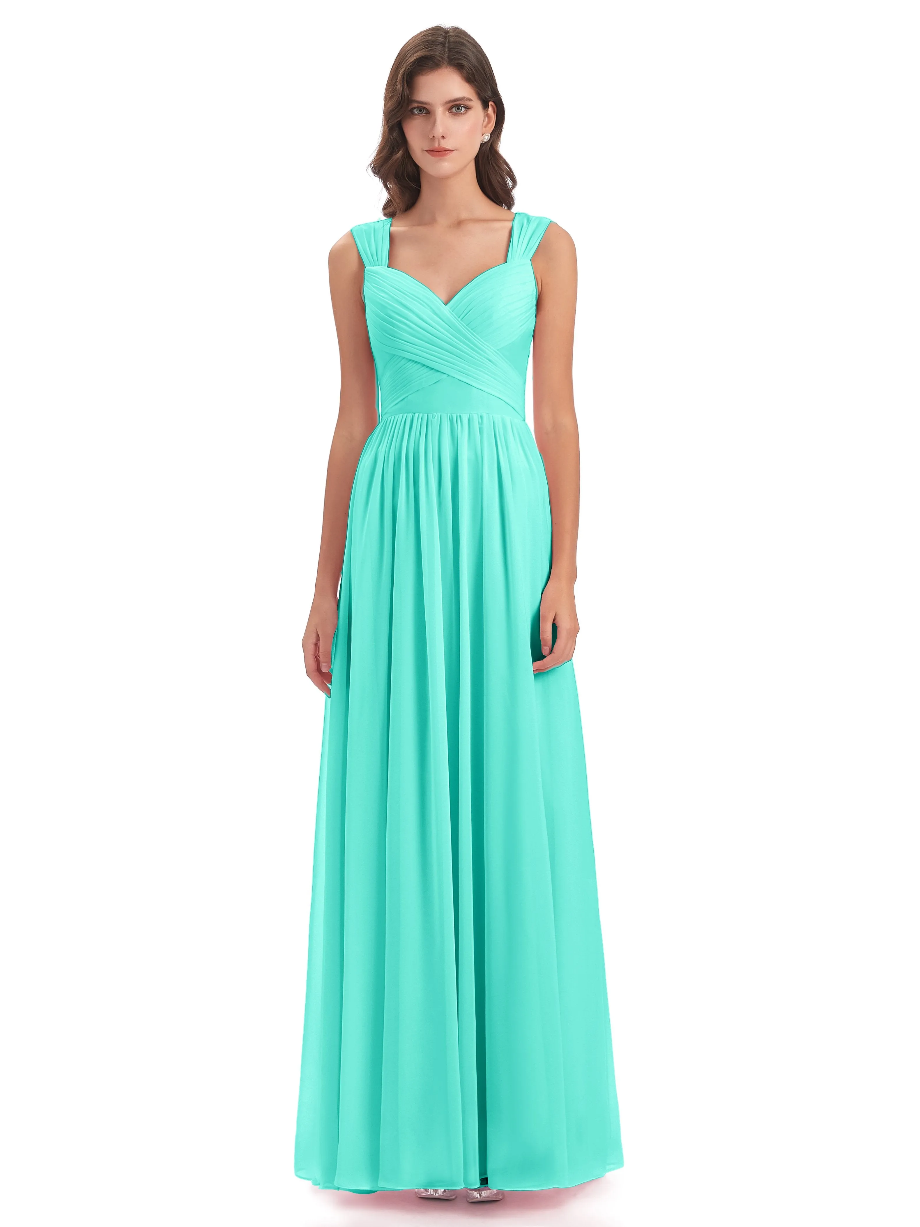 Ellie Flowy Key Hole Long Chiffon Bridesmaid Dresses