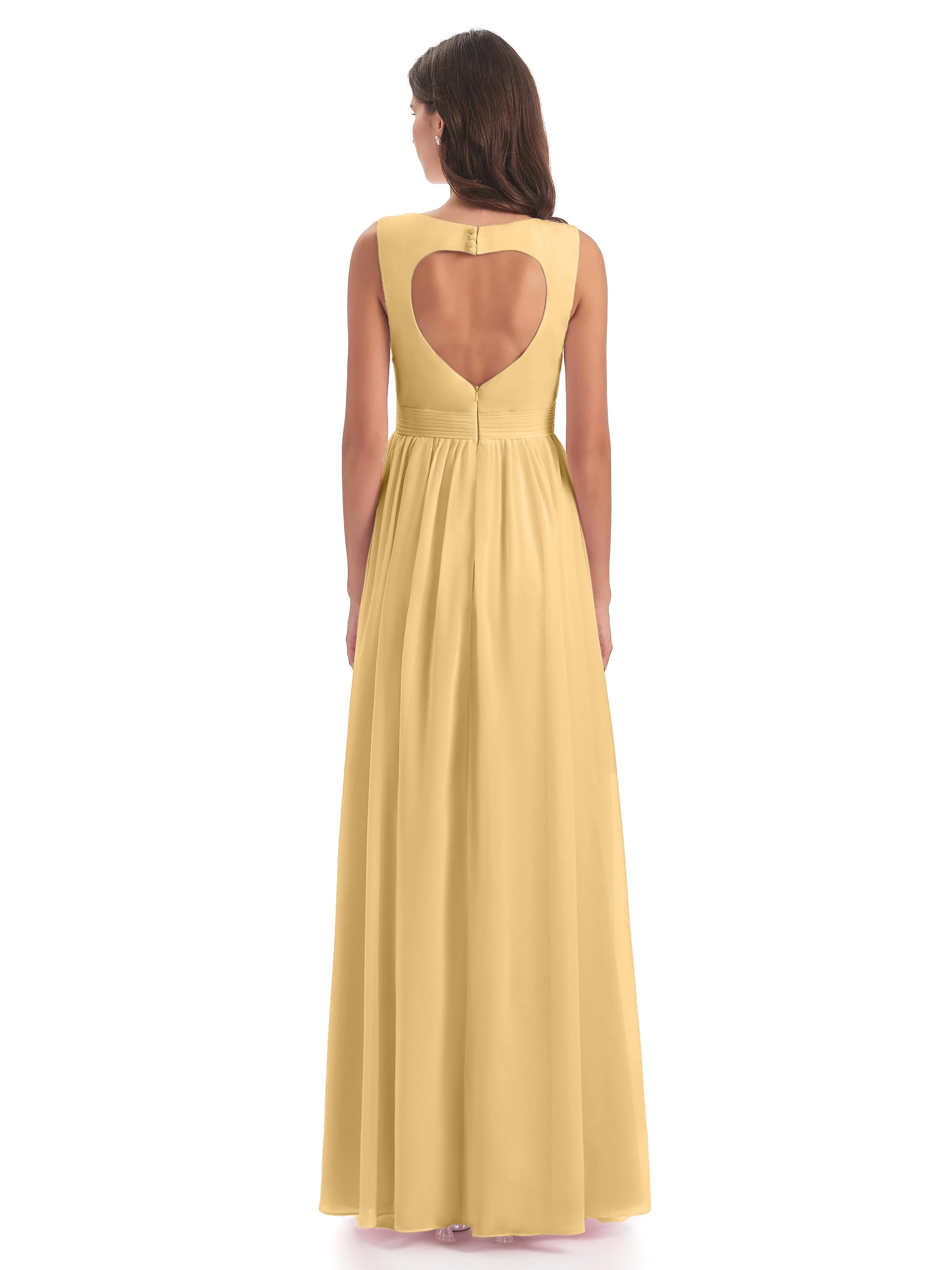 Ellie Flowy Key Hole Long Chiffon Bridesmaid Dresses