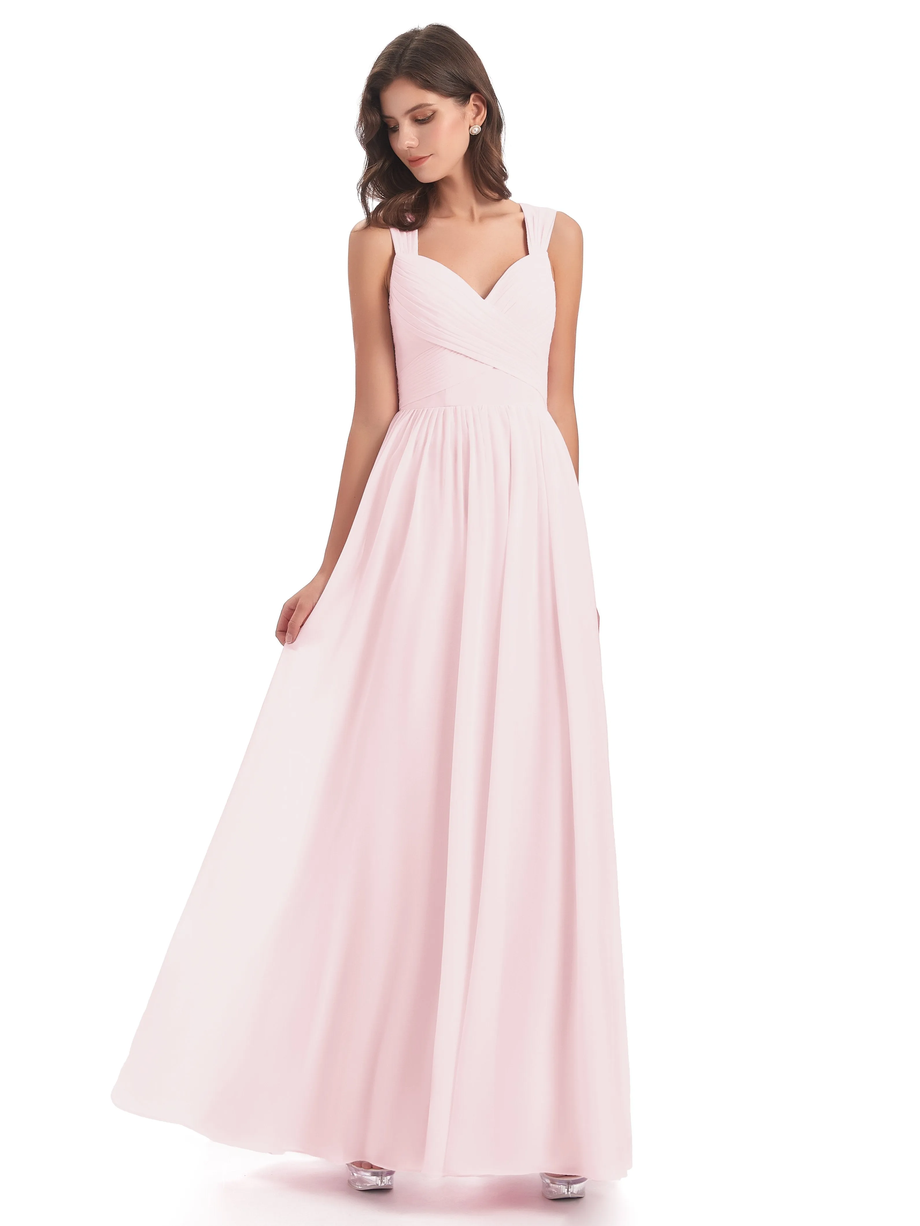 Ellie Flowy Key Hole Long Chiffon Bridesmaid Dresses