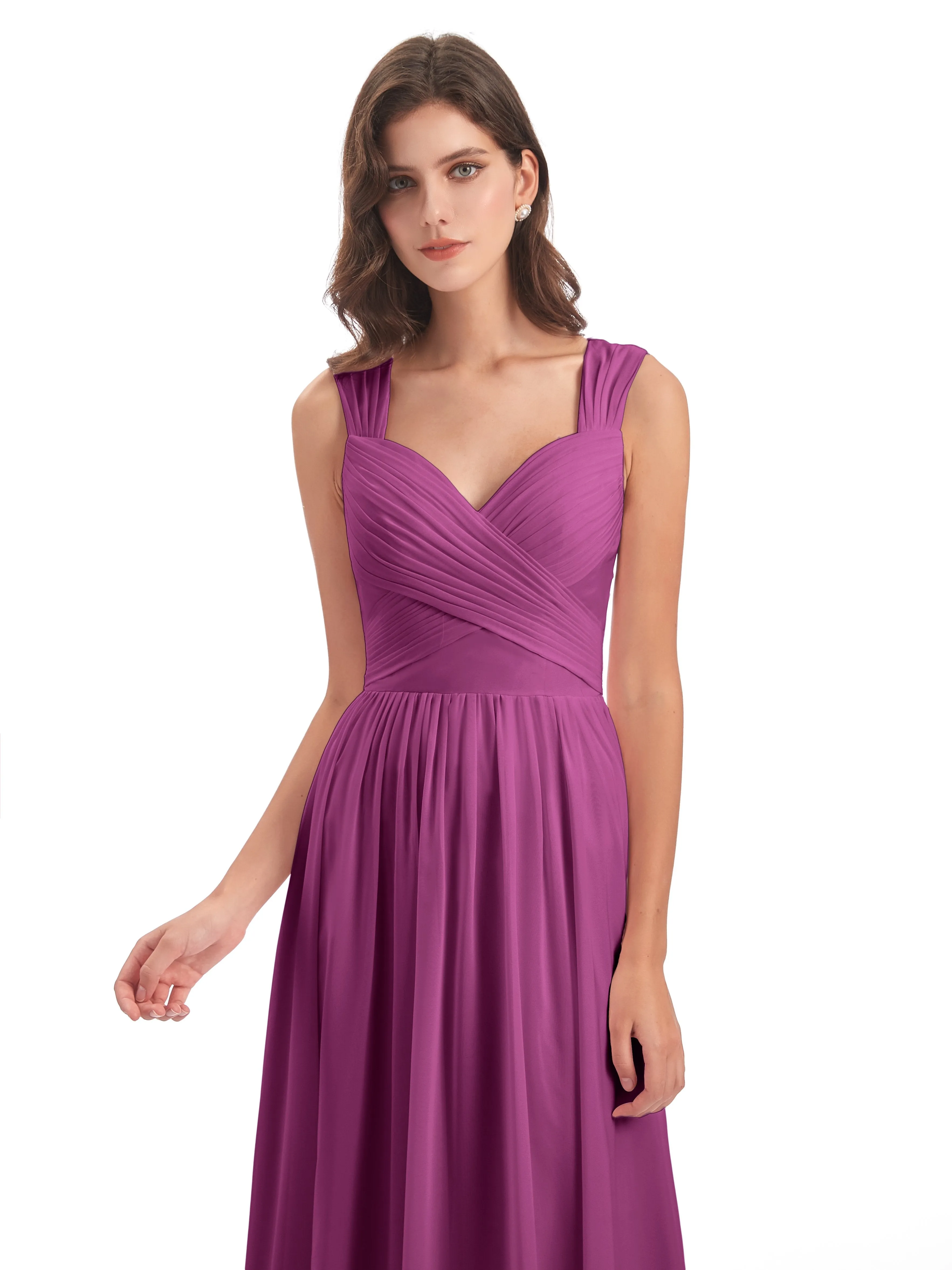 Ellie Flowy Key Hole Long Chiffon Bridesmaid Dresses