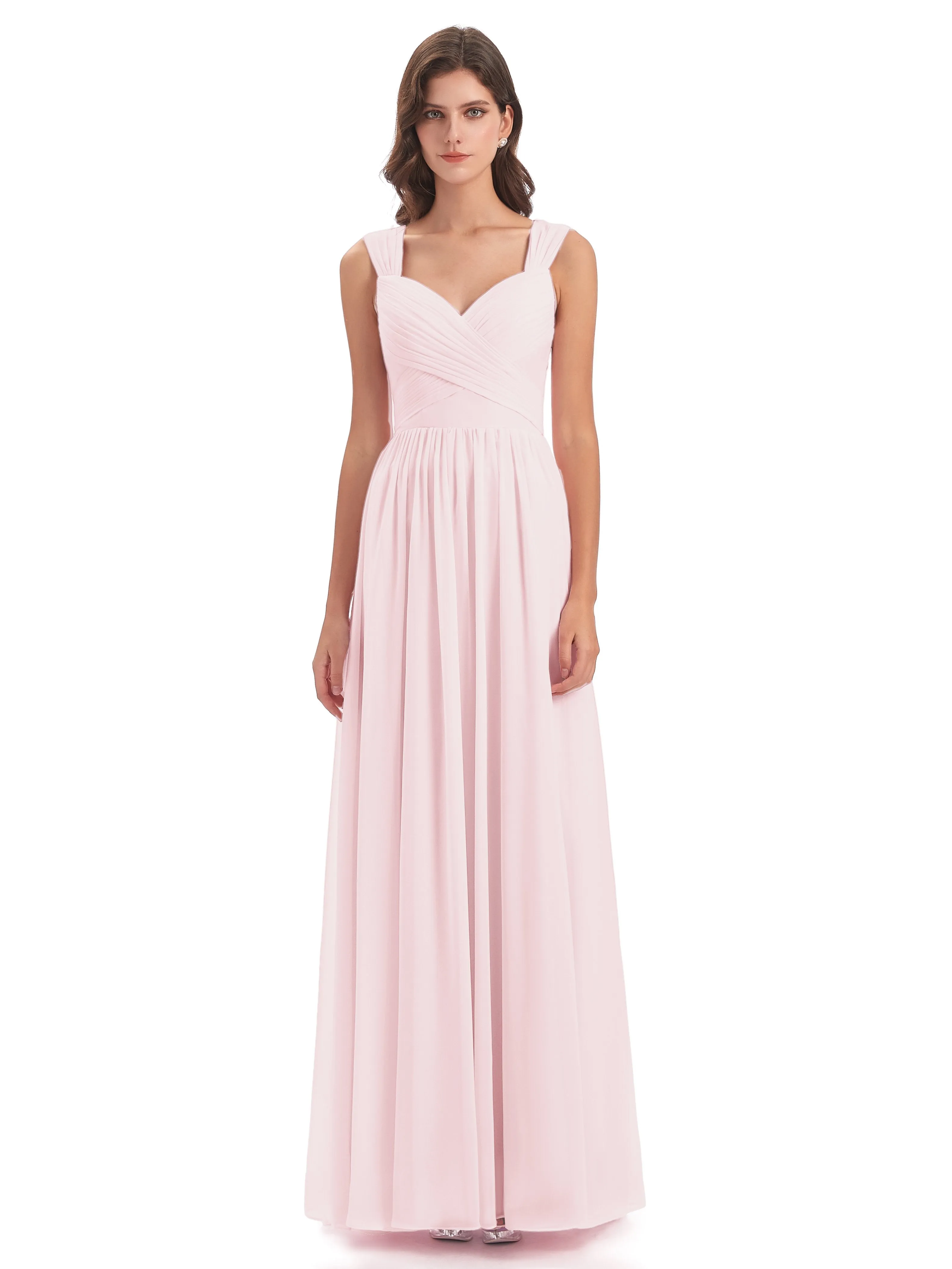 Ellie Flowy Key Hole Long Chiffon Bridesmaid Dresses