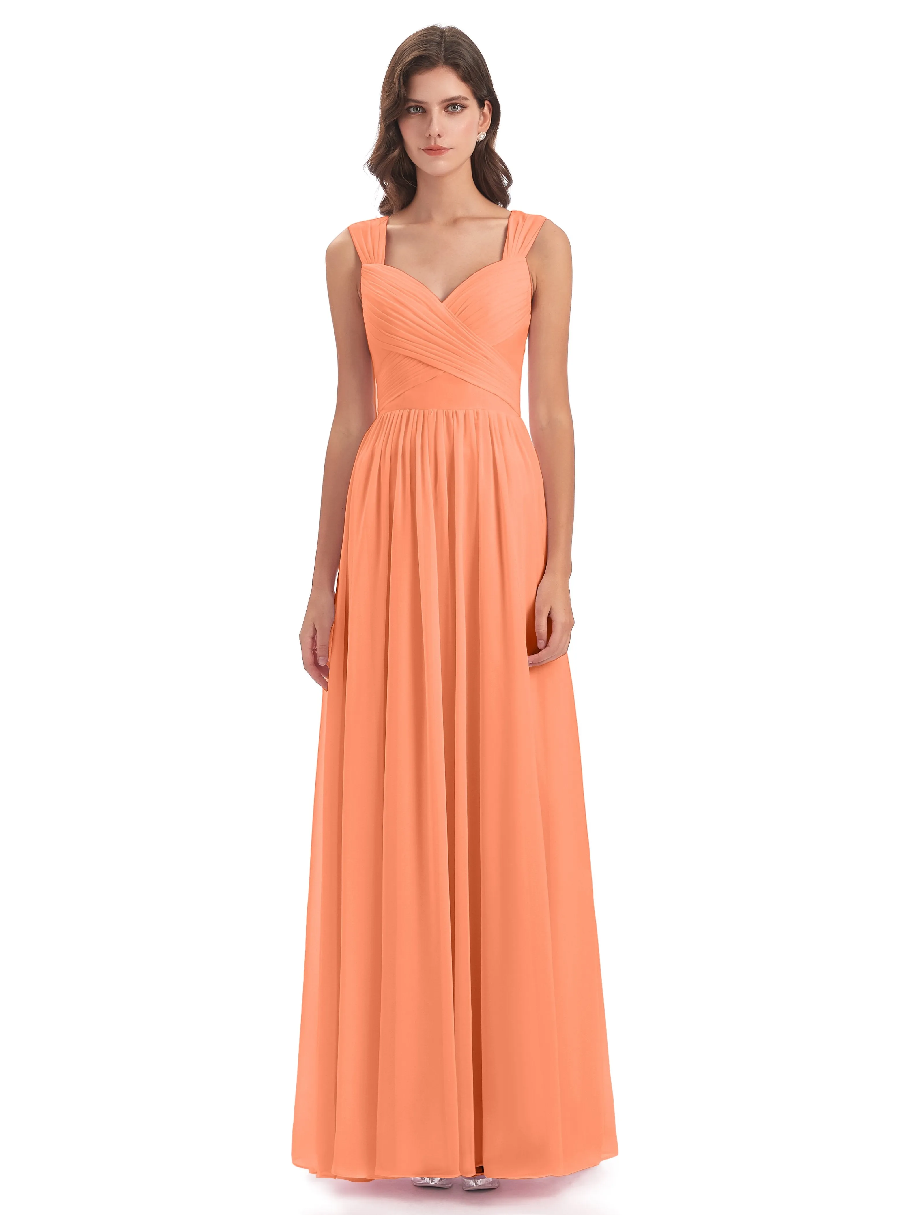 Ellie Flowy Key Hole Long Chiffon Bridesmaid Dresses