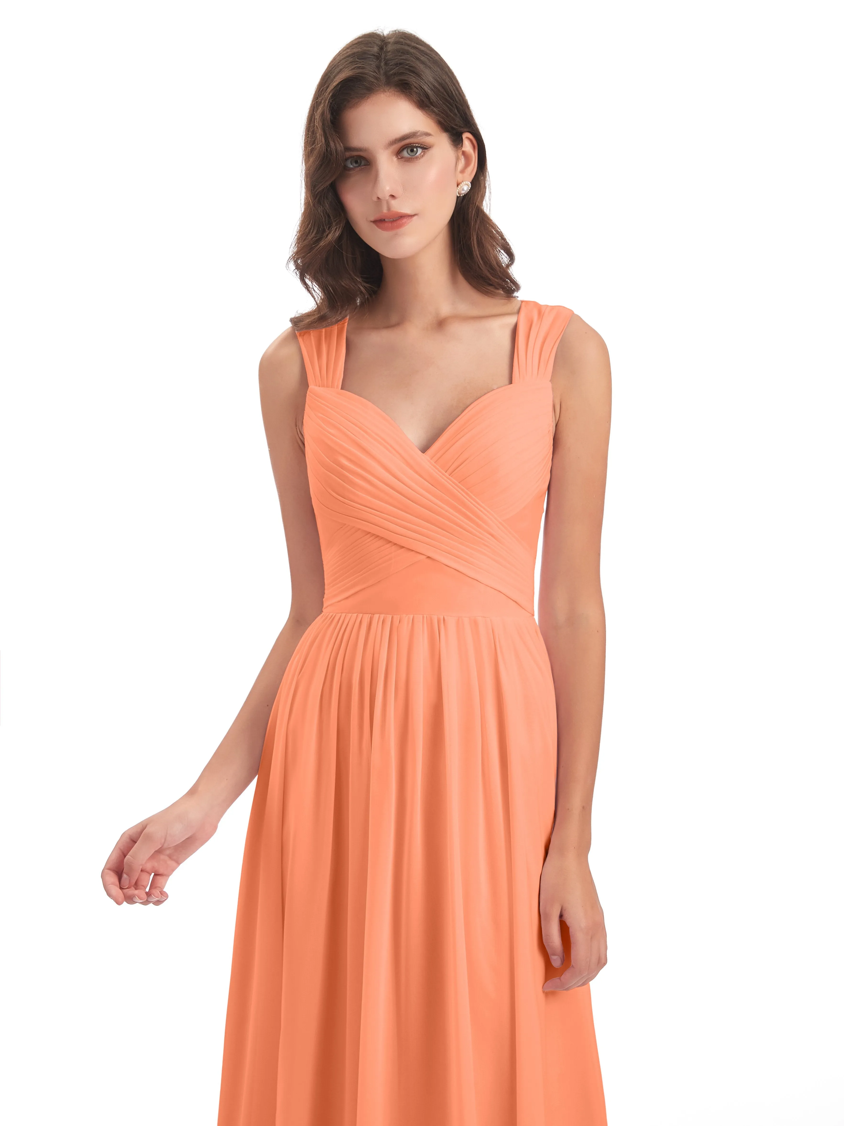 Ellie Flowy Key Hole Long Chiffon Bridesmaid Dresses