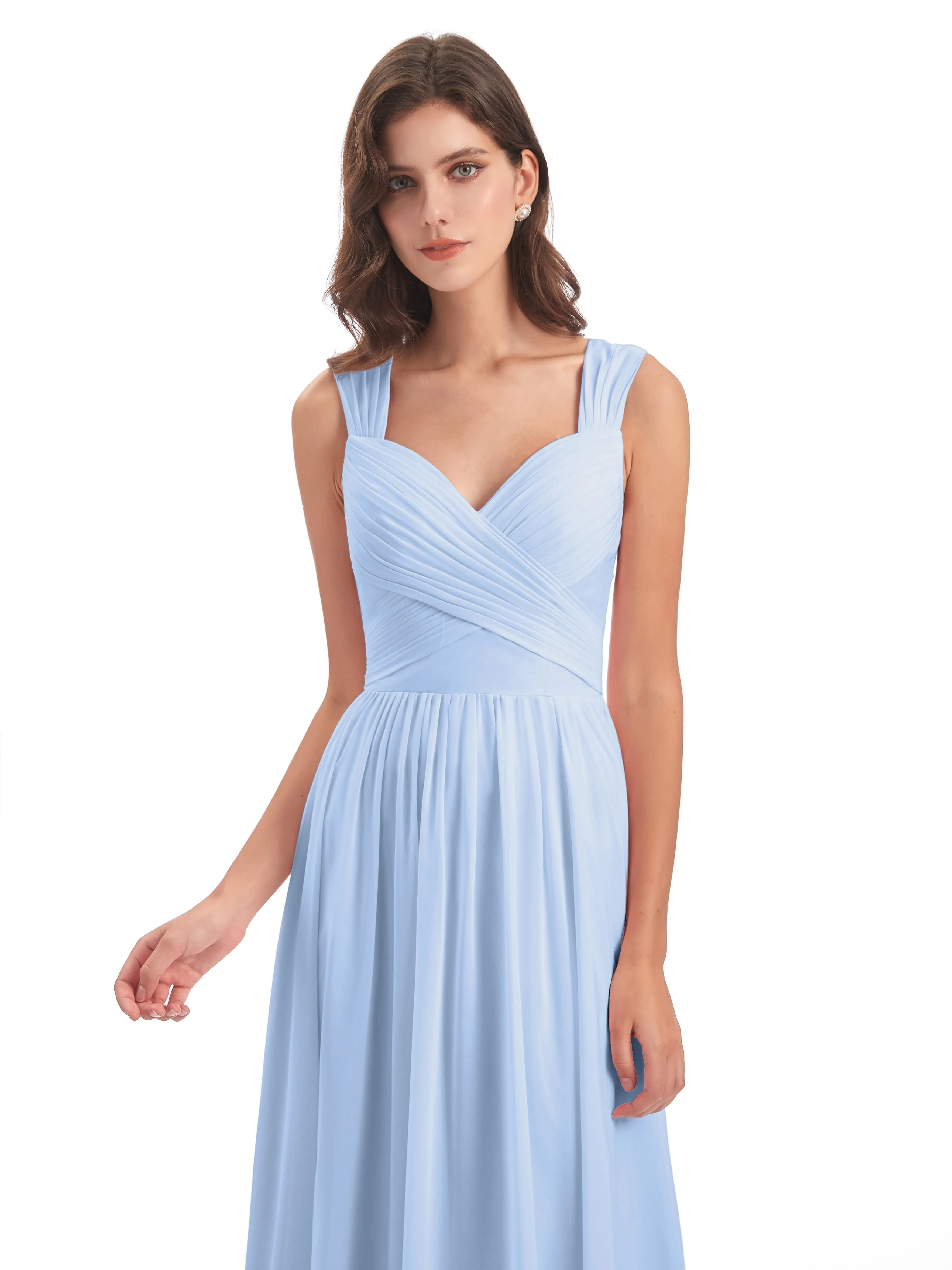 Ellie Flowy Key Hole Long Chiffon Bridesmaid Dresses