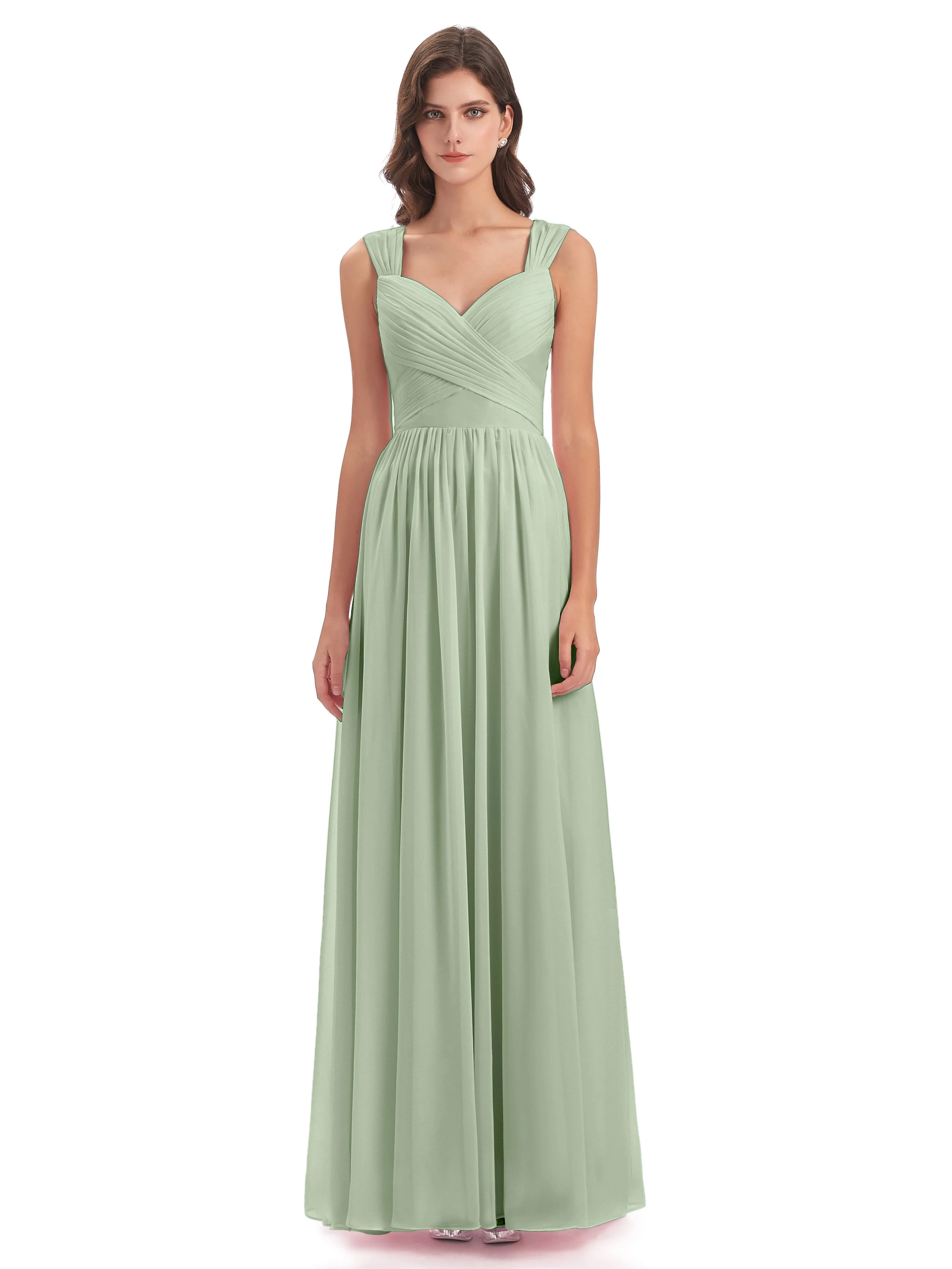 Ellie Flowy Key Hole Long Chiffon Bridesmaid Dresses