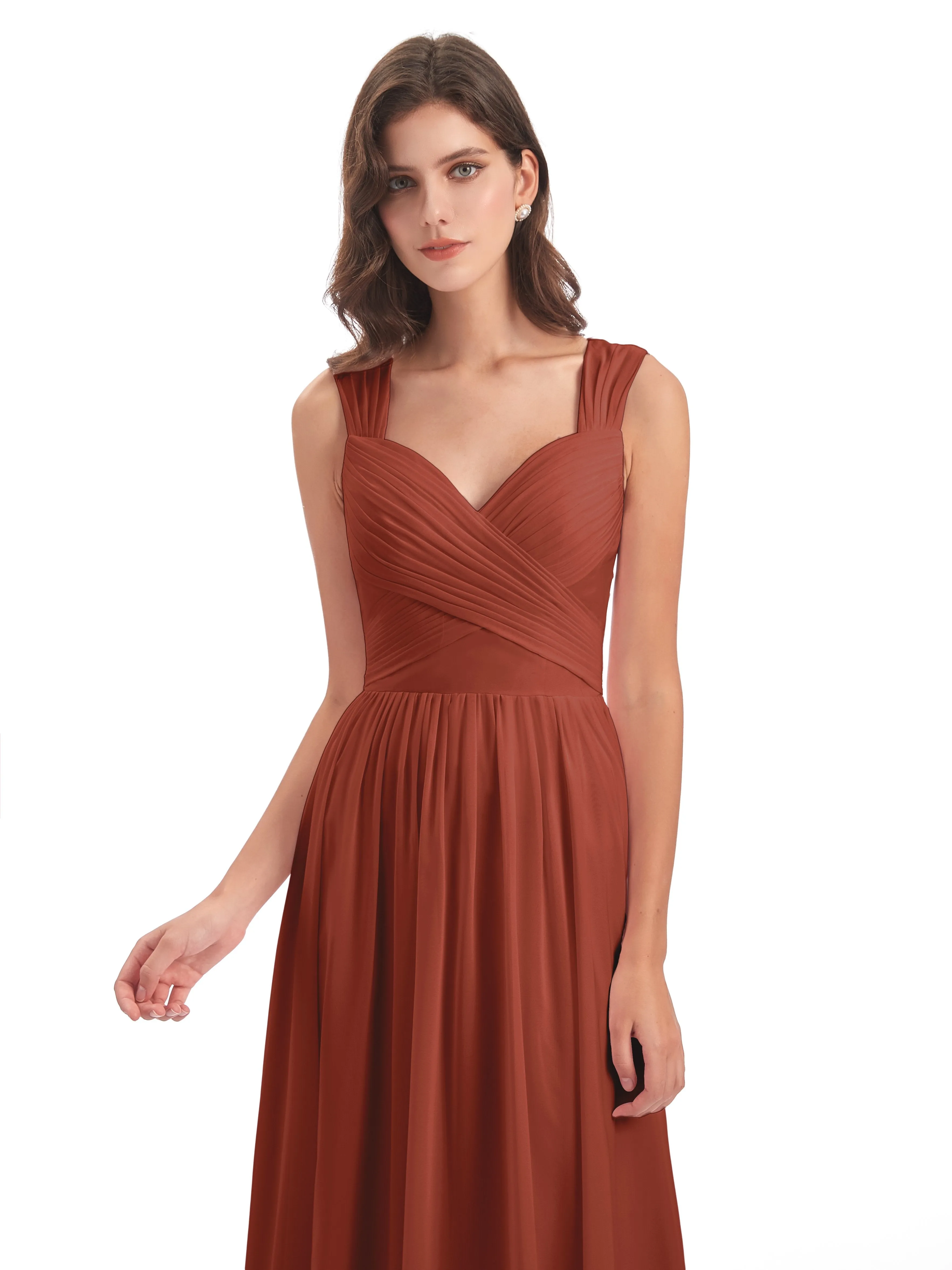 Ellie Flowy Key Hole Long Chiffon Bridesmaid Dresses