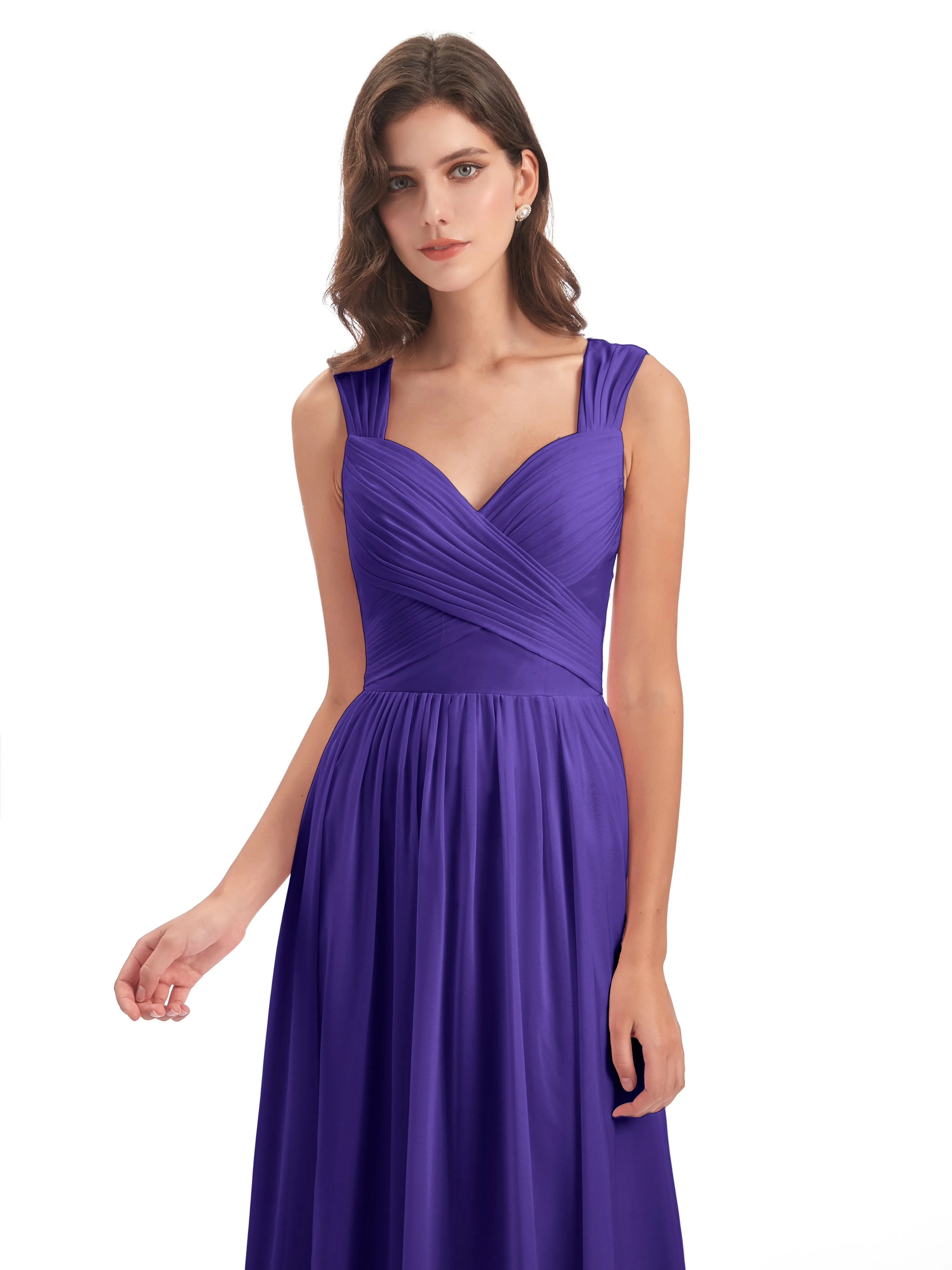 Ellie Flowy Key Hole Long Chiffon Bridesmaid Dresses