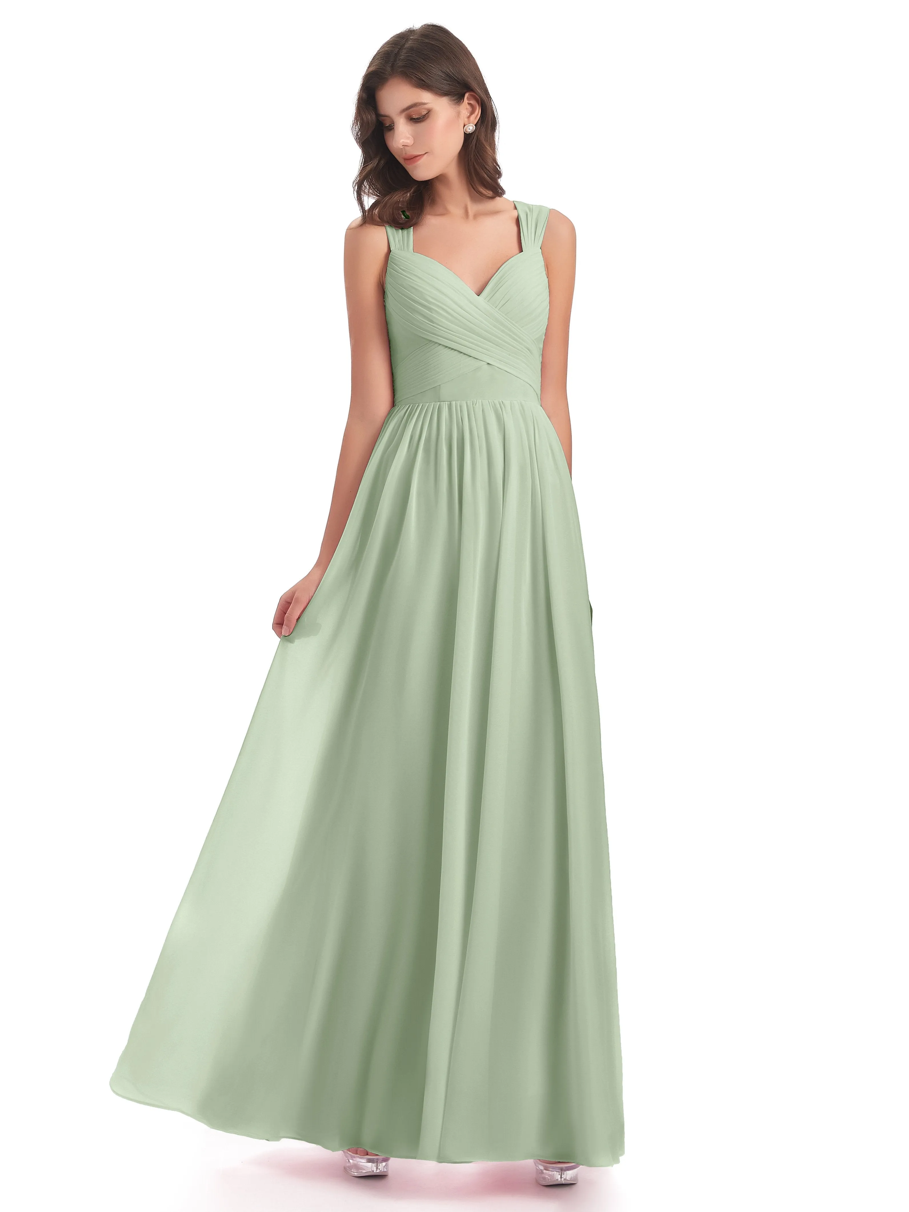 Ellie Flowy Key Hole Long Chiffon Bridesmaid Dresses