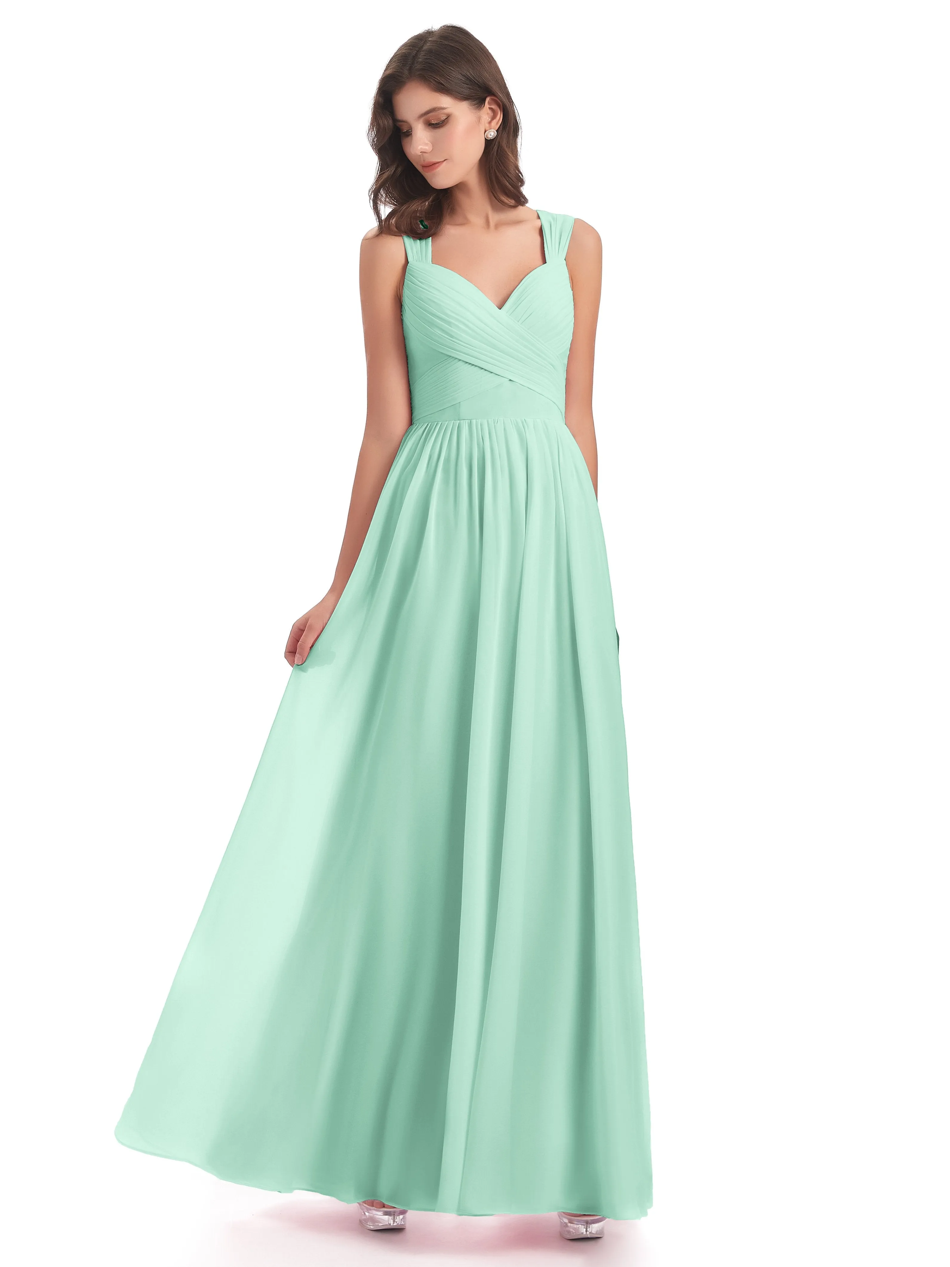 Ellie Flowy Key Hole Long Chiffon Bridesmaid Dresses