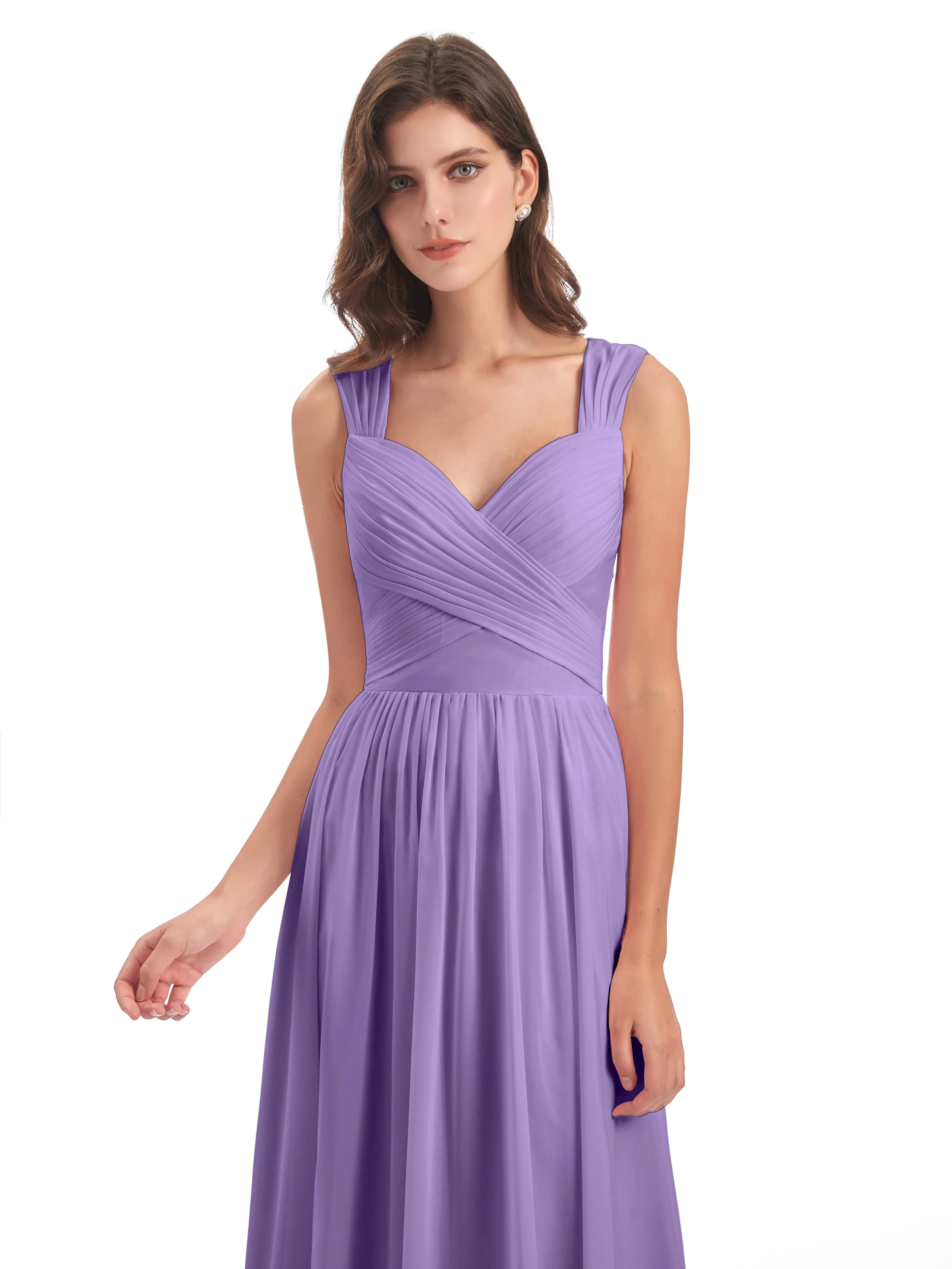 Ellie Flowy Key Hole Long Chiffon Bridesmaid Dresses