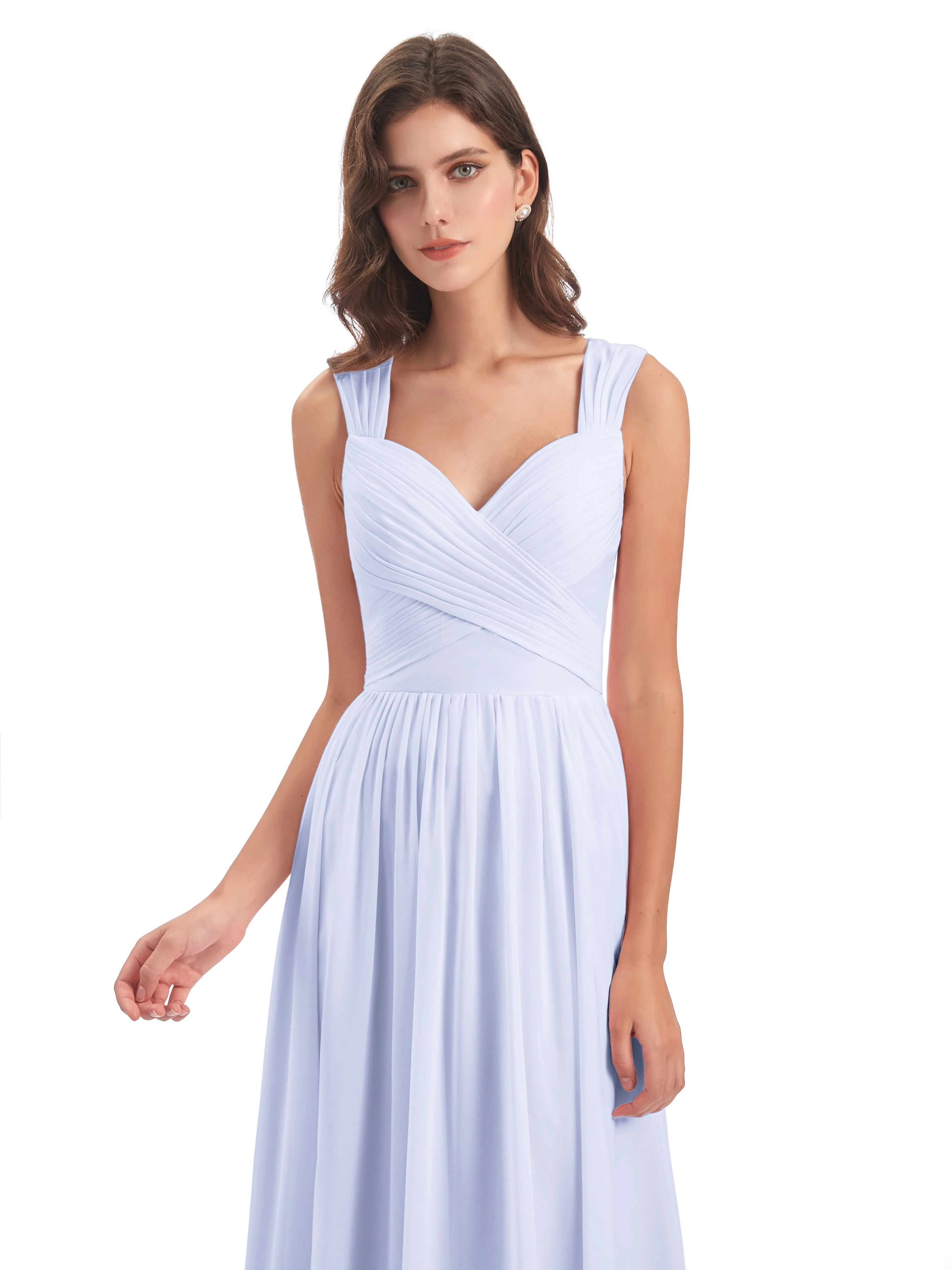 Ellie Flowy Key Hole Long Chiffon Bridesmaid Dresses