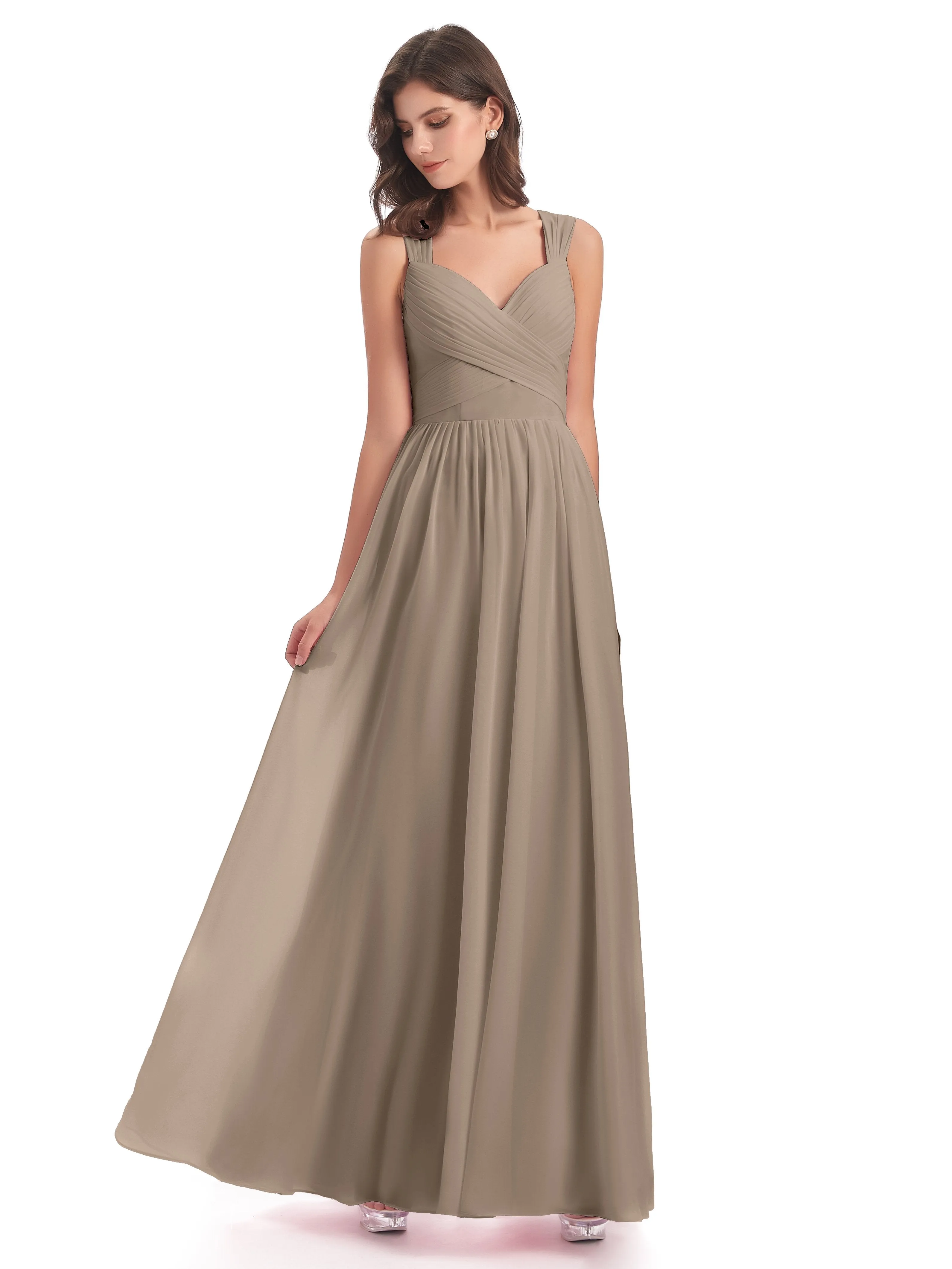Ellie Flowy Key Hole Long Chiffon Bridesmaid Dresses