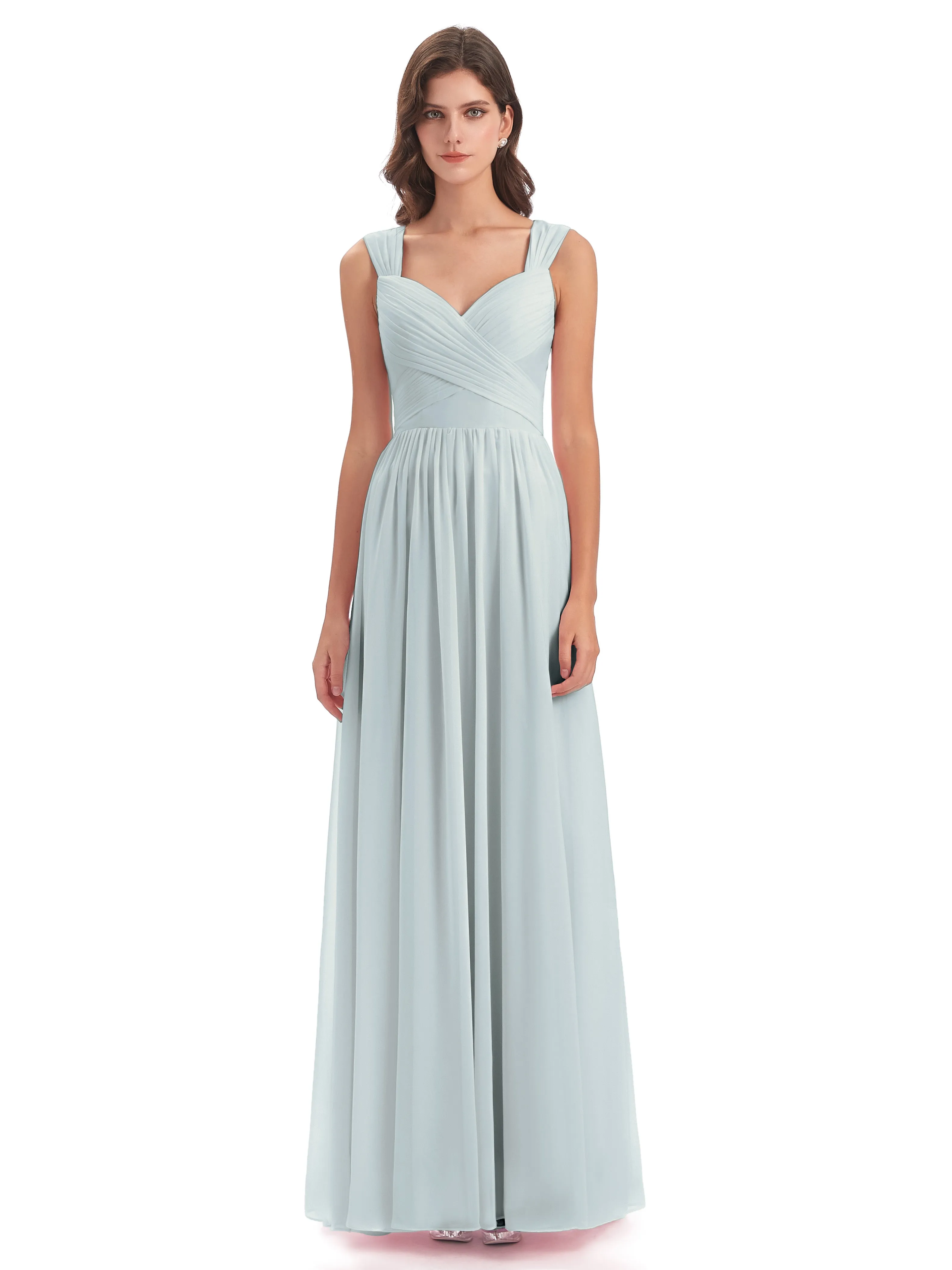Ellie Flowy Key Hole Long Chiffon Bridesmaid Dresses