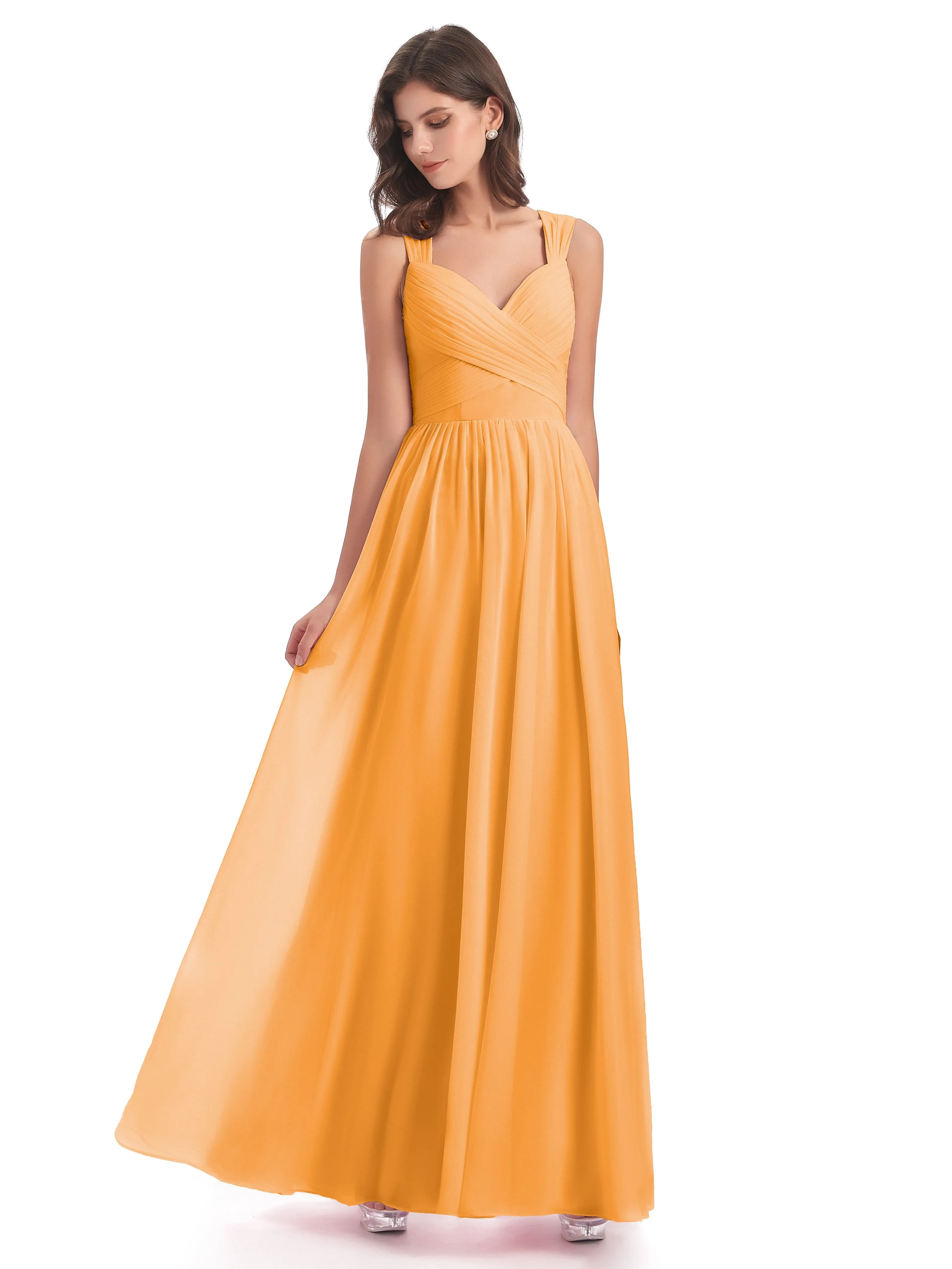 Ellie Flowy Key Hole Long Chiffon Bridesmaid Dresses