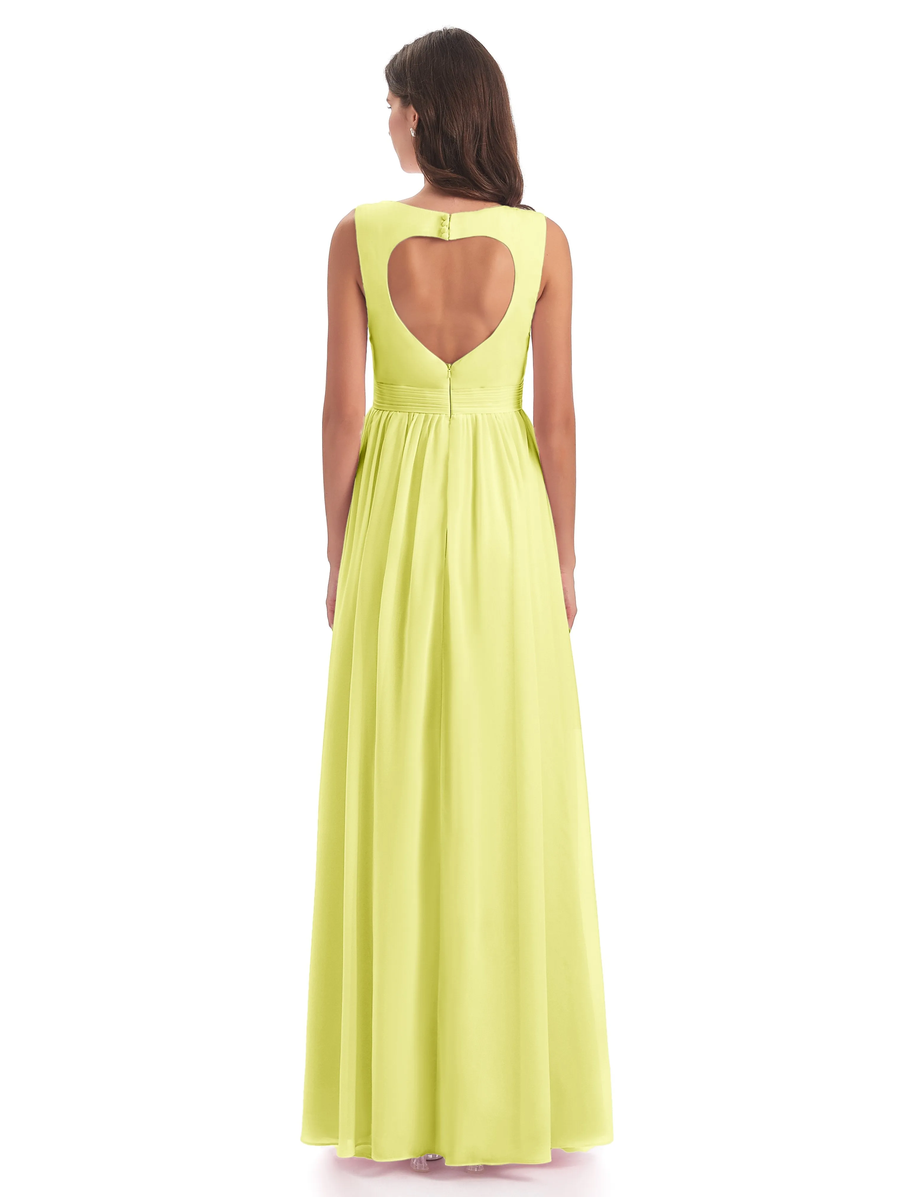 Ellie Flowy Key Hole Long Chiffon Bridesmaid Dresses