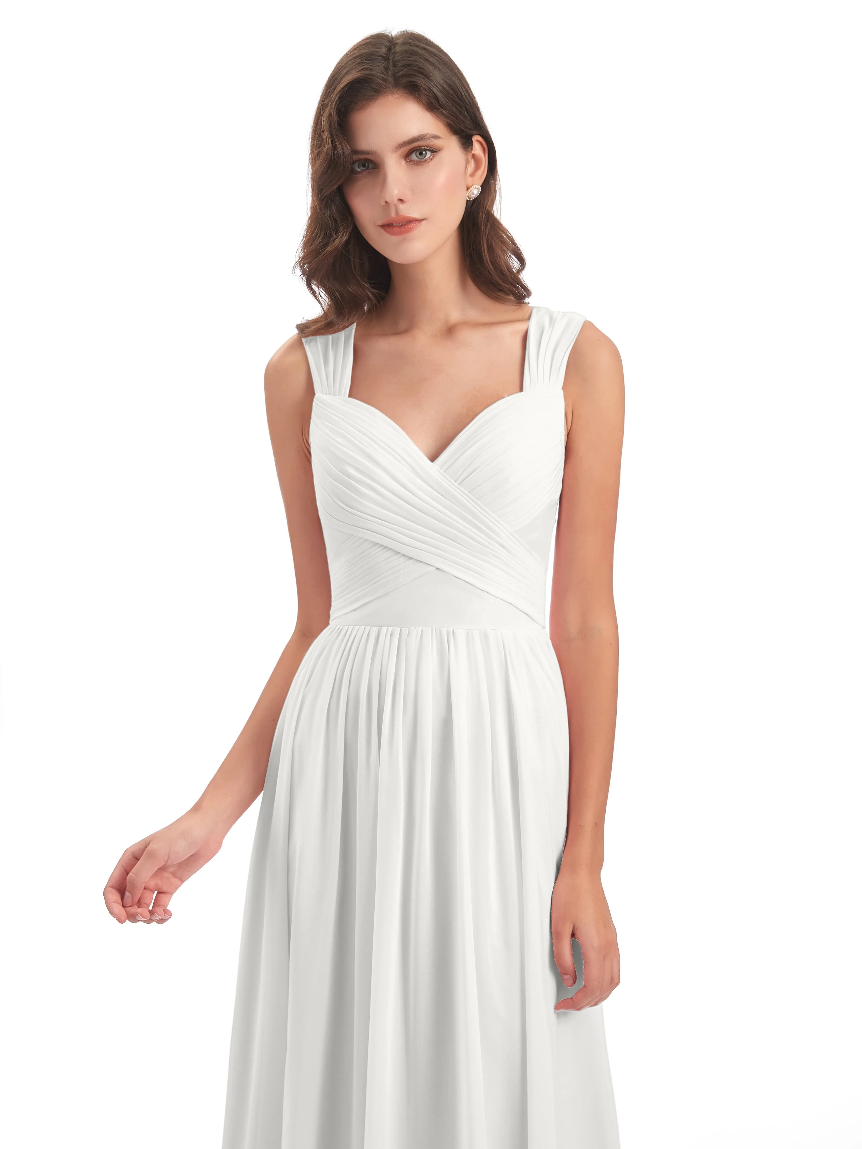 Ellie Flowy Key Hole Long Chiffon Bridesmaid Dresses