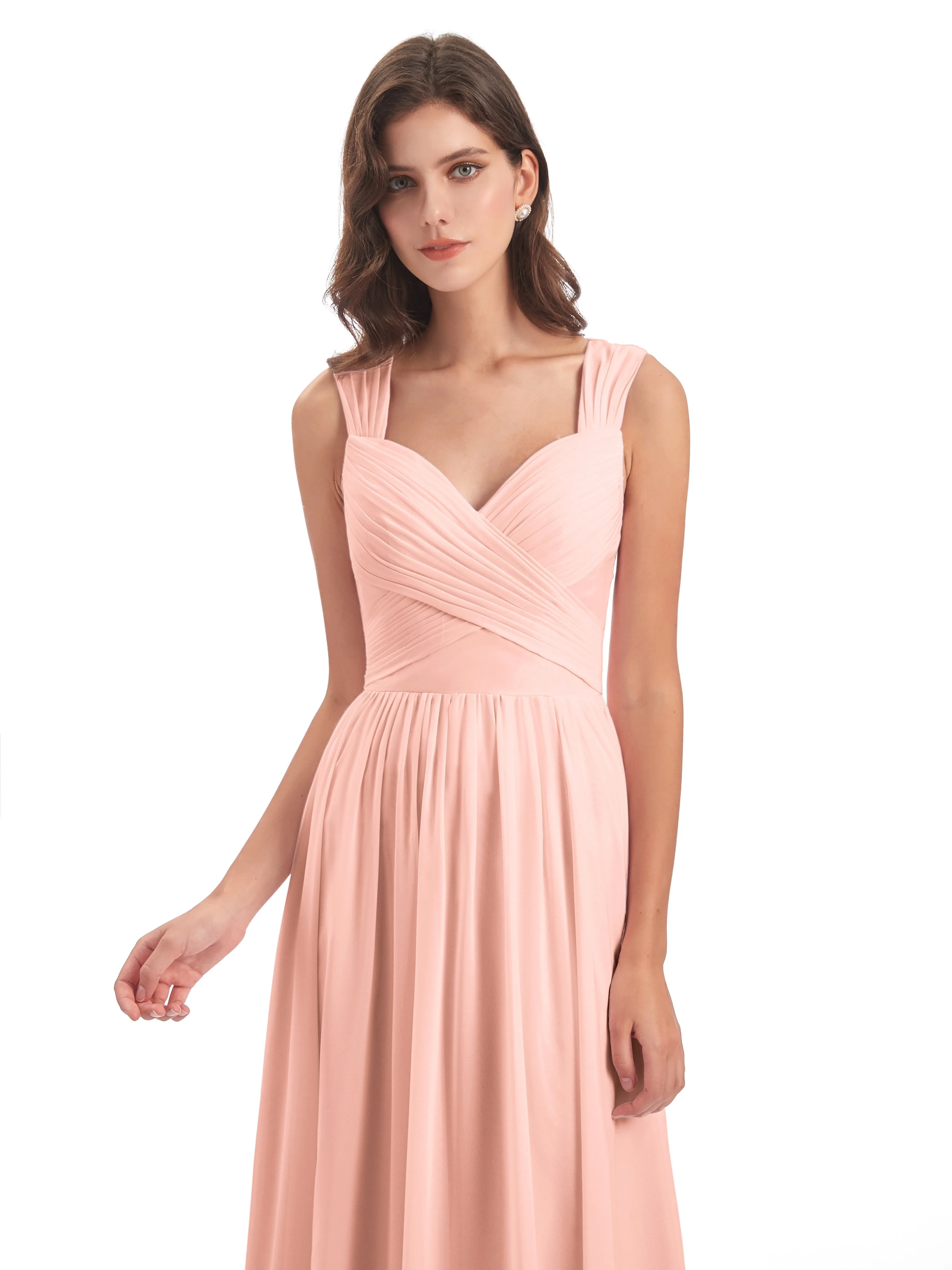 Ellie Flowy Key Hole Long Chiffon Bridesmaid Dresses