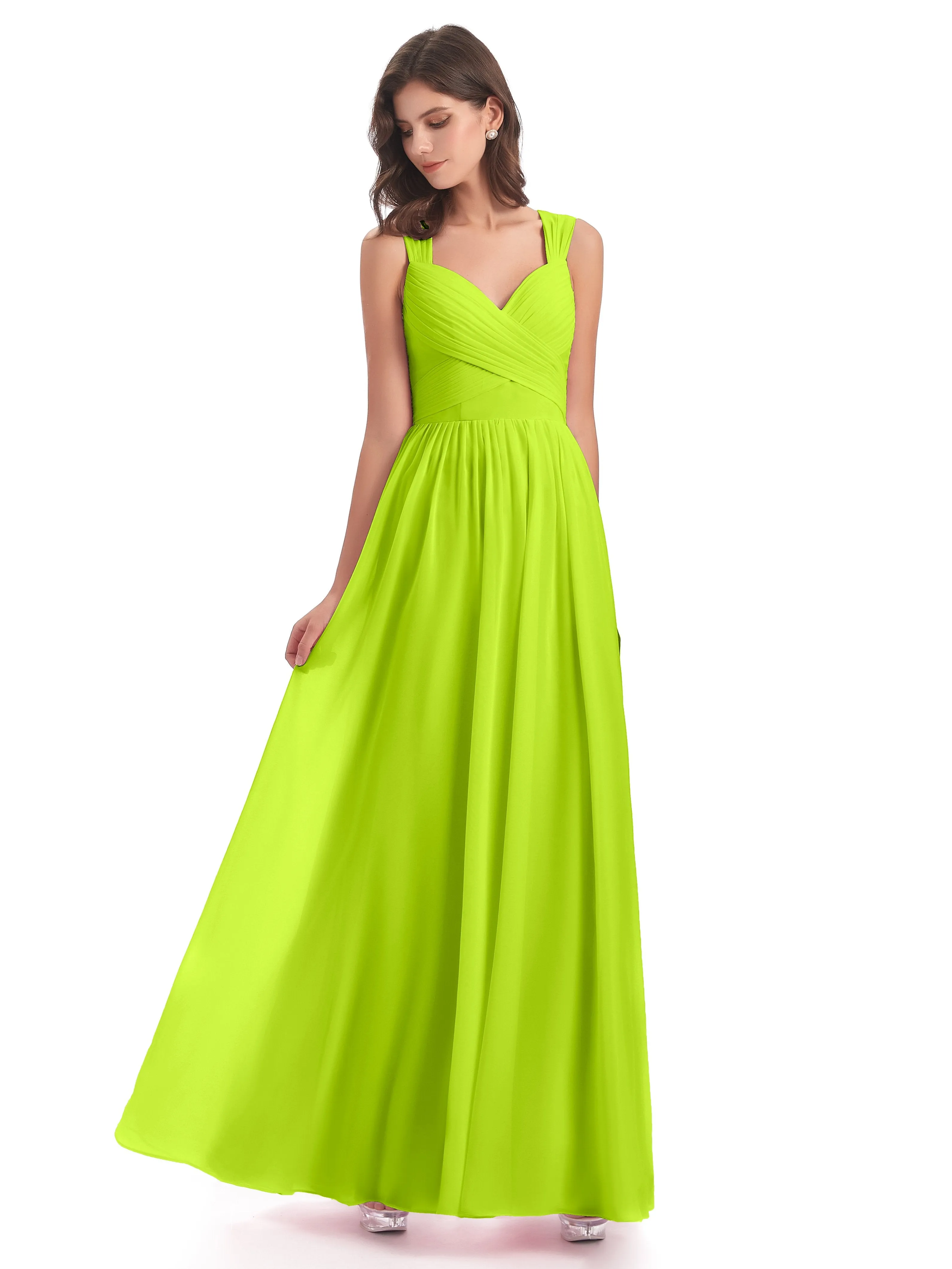 Ellie Flowy Key Hole Long Chiffon Bridesmaid Dresses