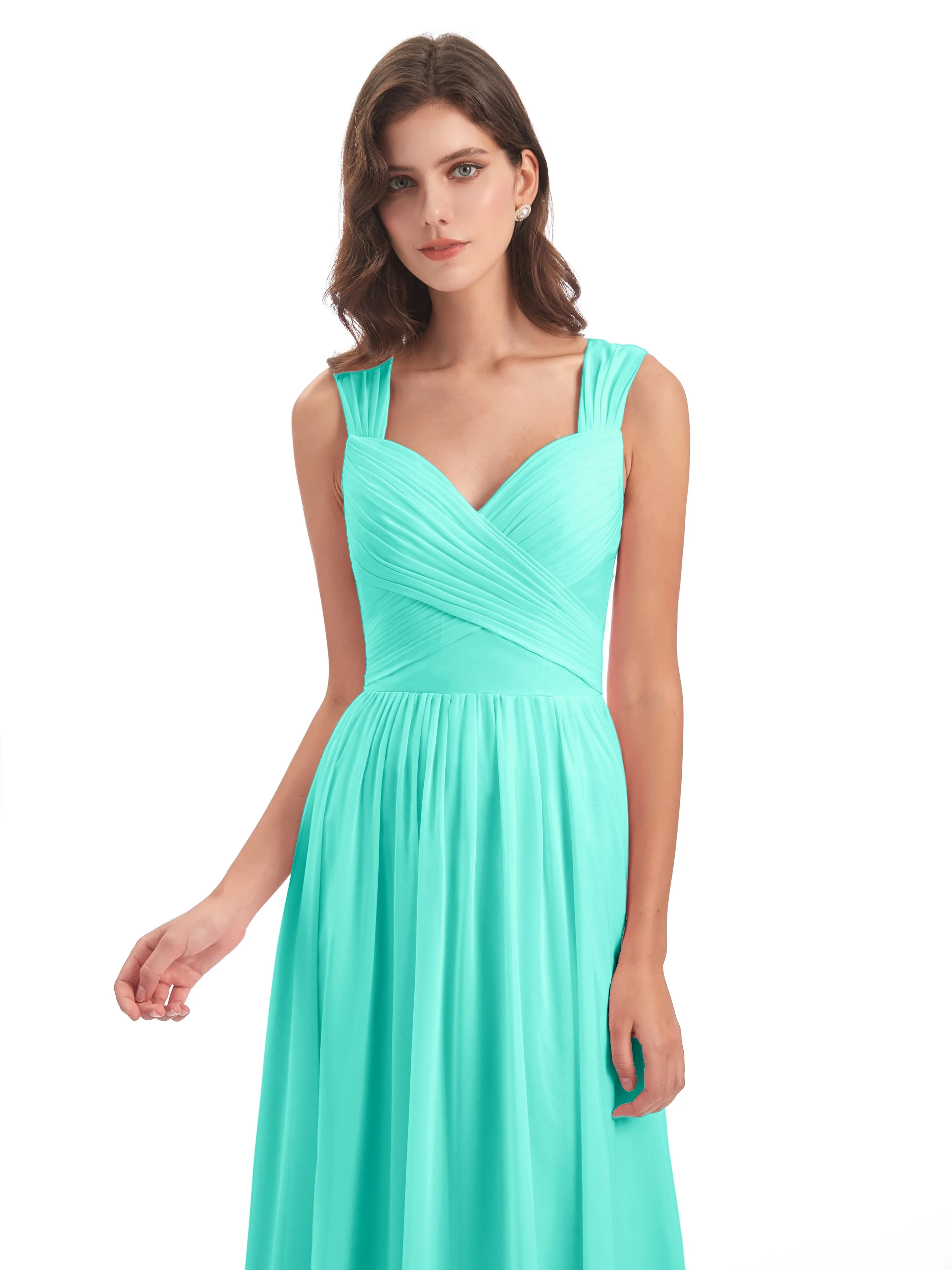 Ellie Flowy Key Hole Long Chiffon Bridesmaid Dresses
