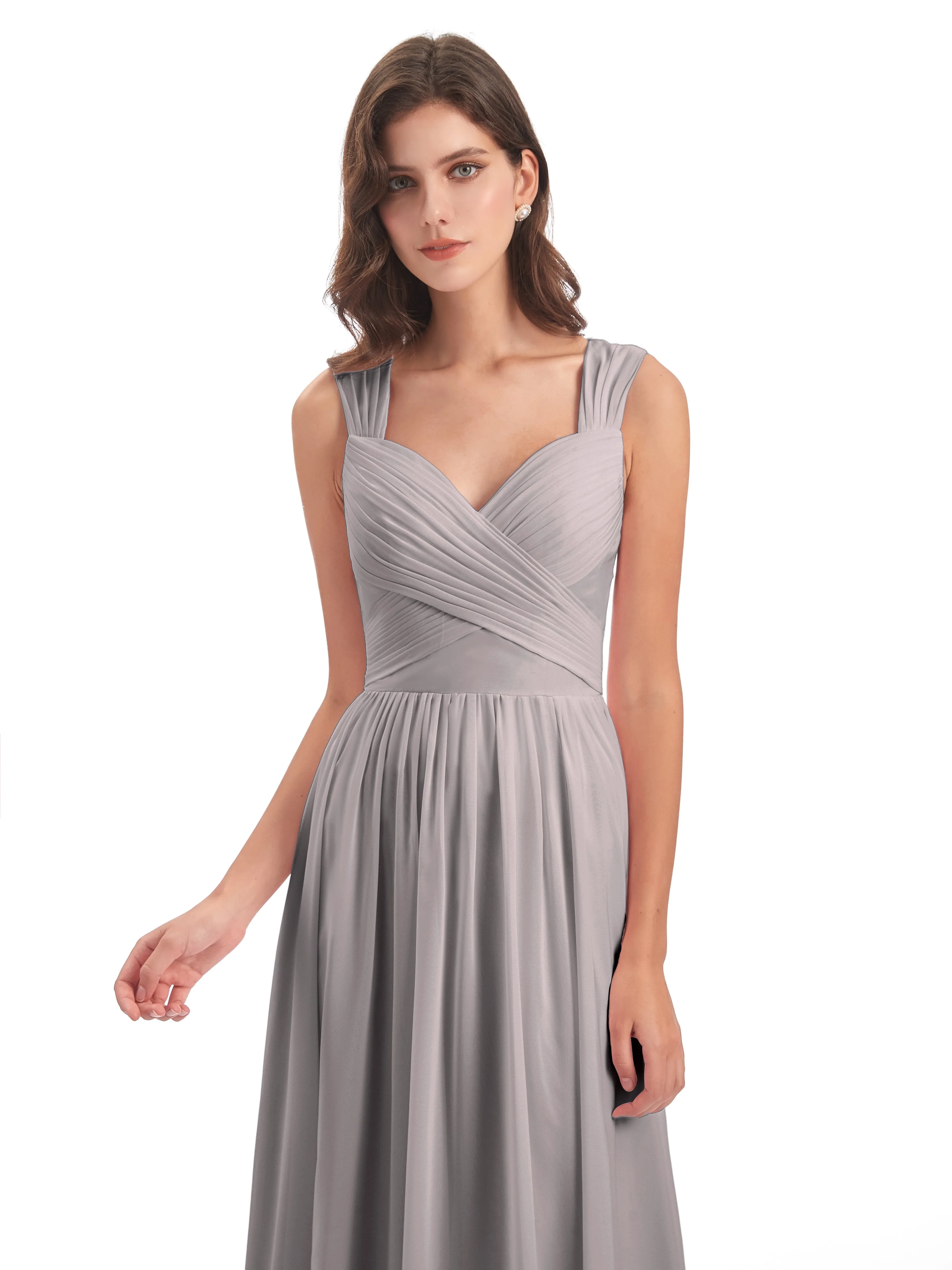 Ellie Flowy Key Hole Long Chiffon Bridesmaid Dresses