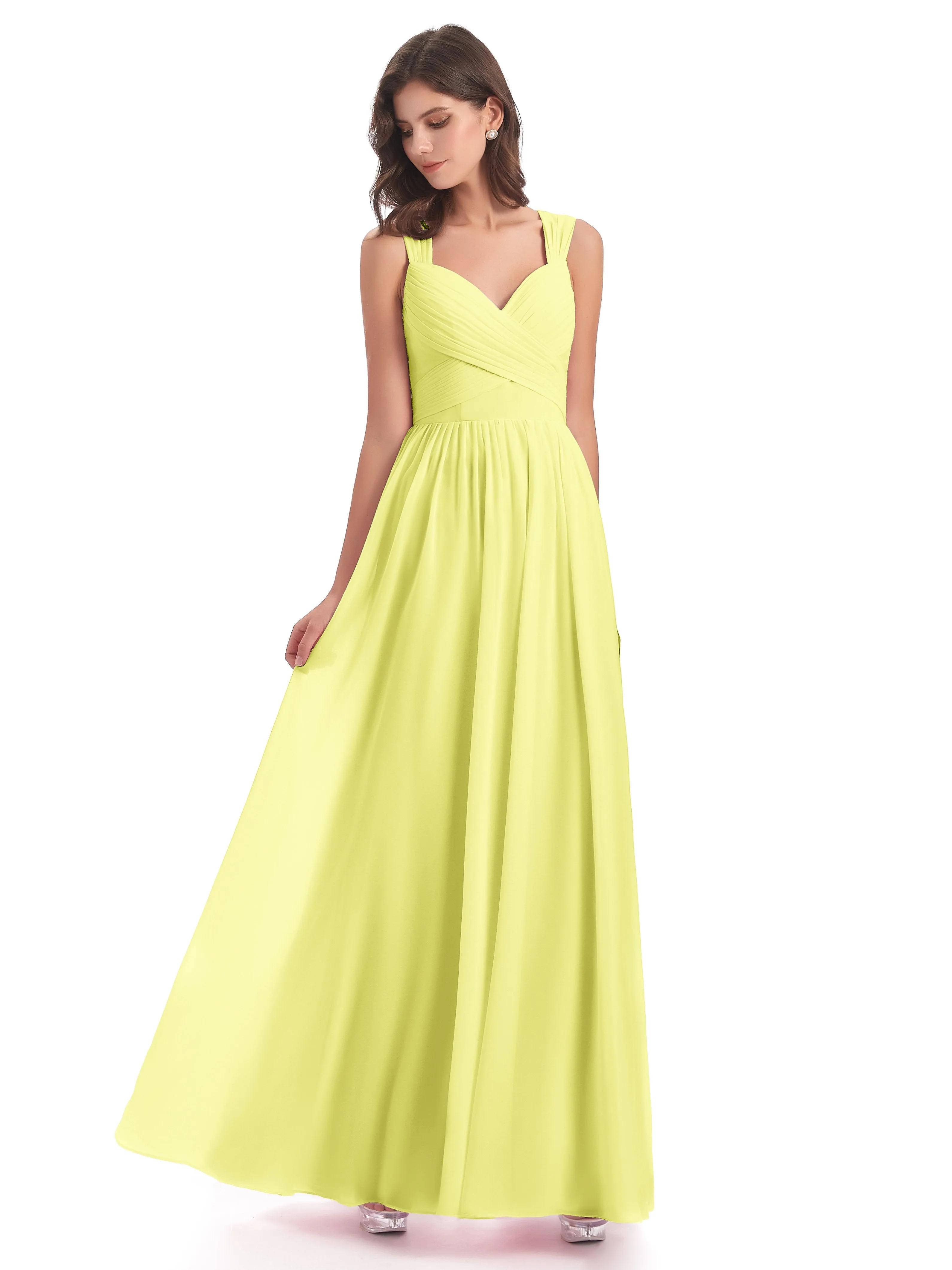 Ellie Flowy Key Hole Long Chiffon Bridesmaid Dresses