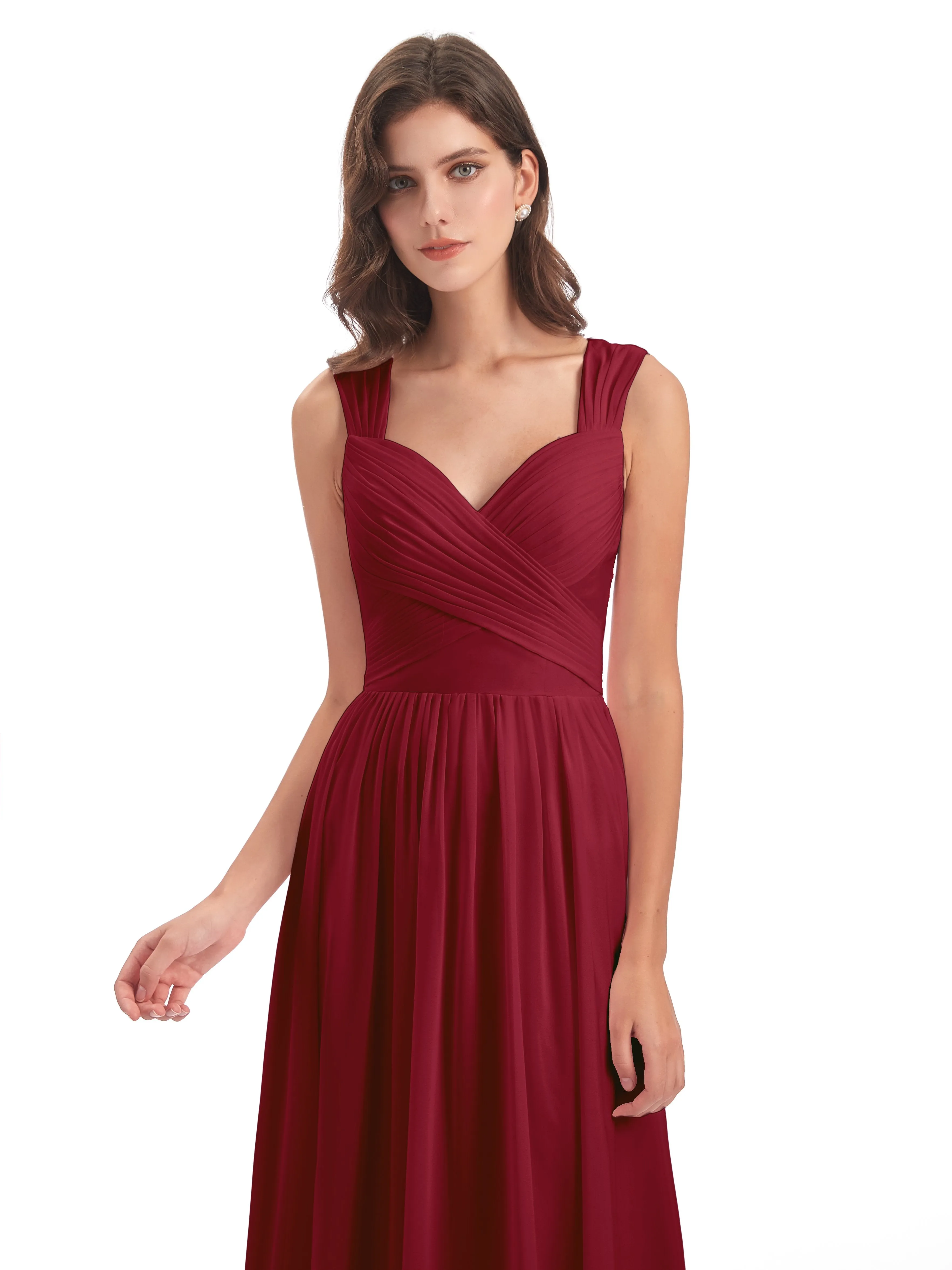 Ellie Flowy Key Hole Long Chiffon Bridesmaid Dresses