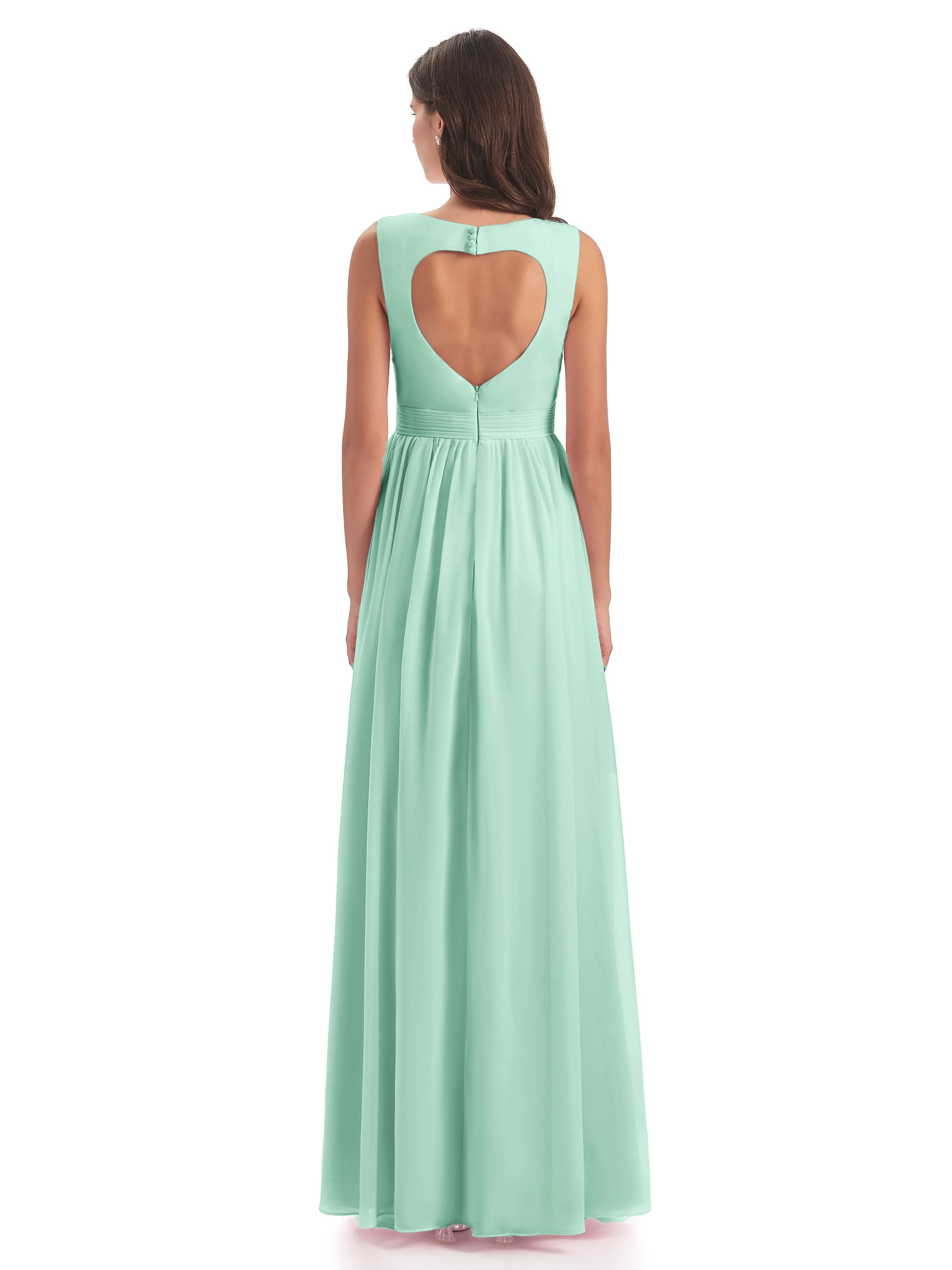 Ellie Flowy Key Hole Long Chiffon Bridesmaid Dresses