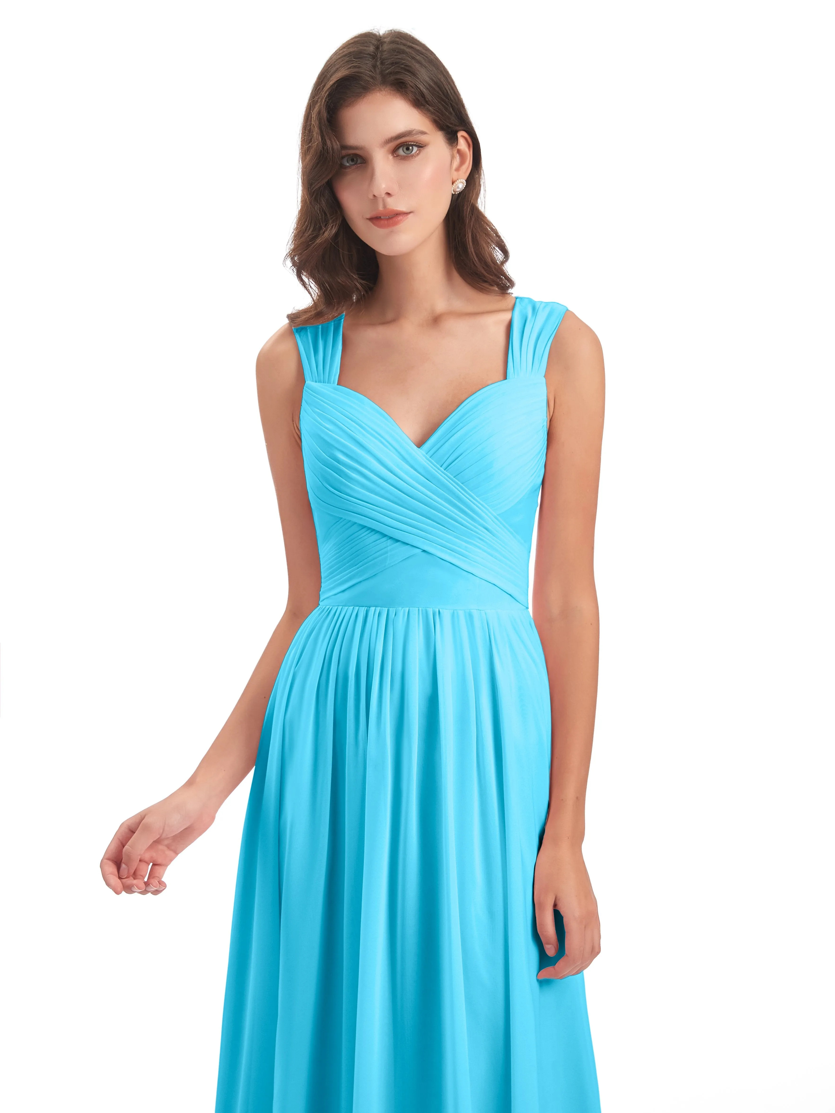 Ellie Flowy Key Hole Long Chiffon Bridesmaid Dresses