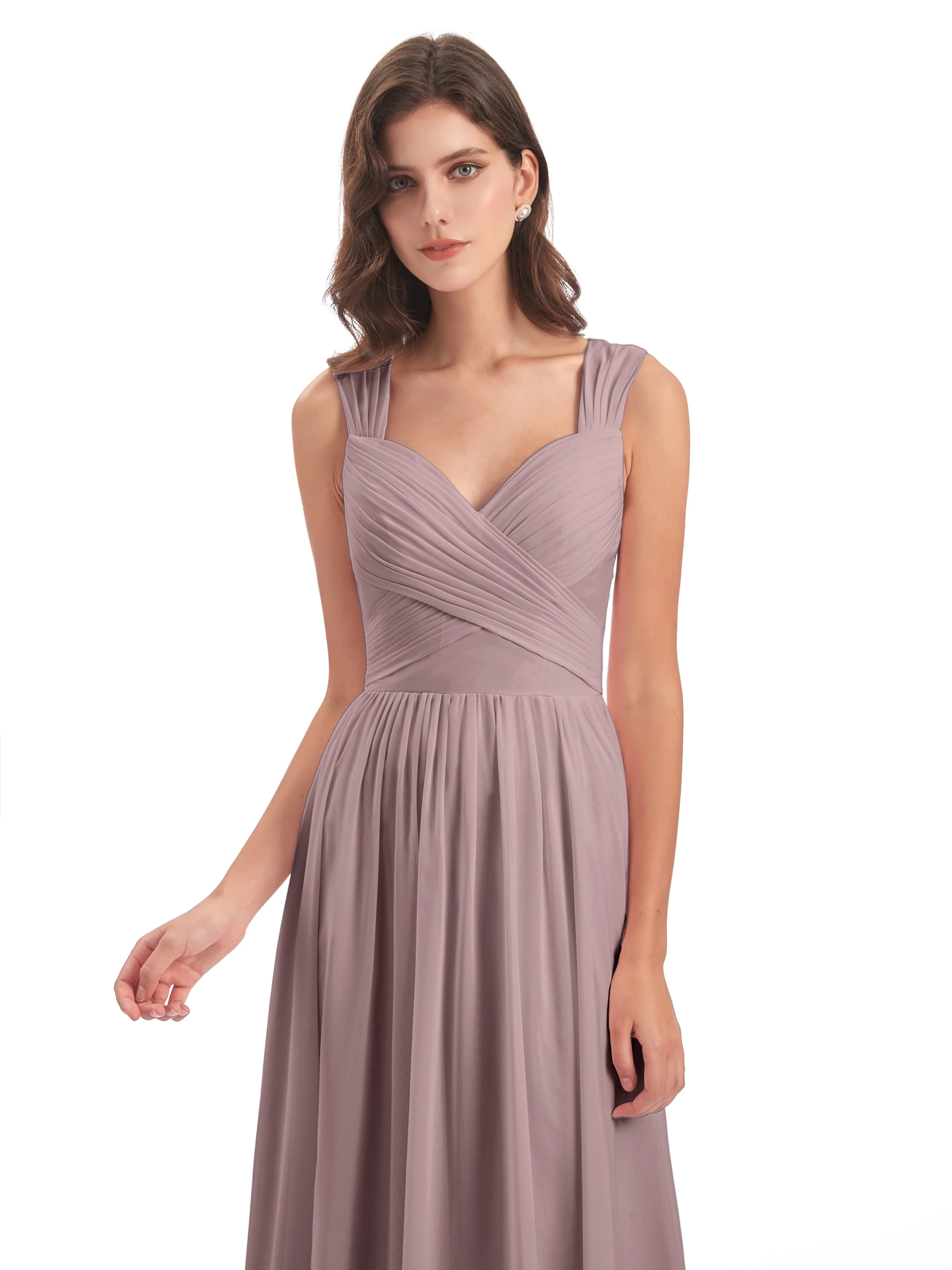 Ellie Flowy Key Hole Long Chiffon Bridesmaid Dresses