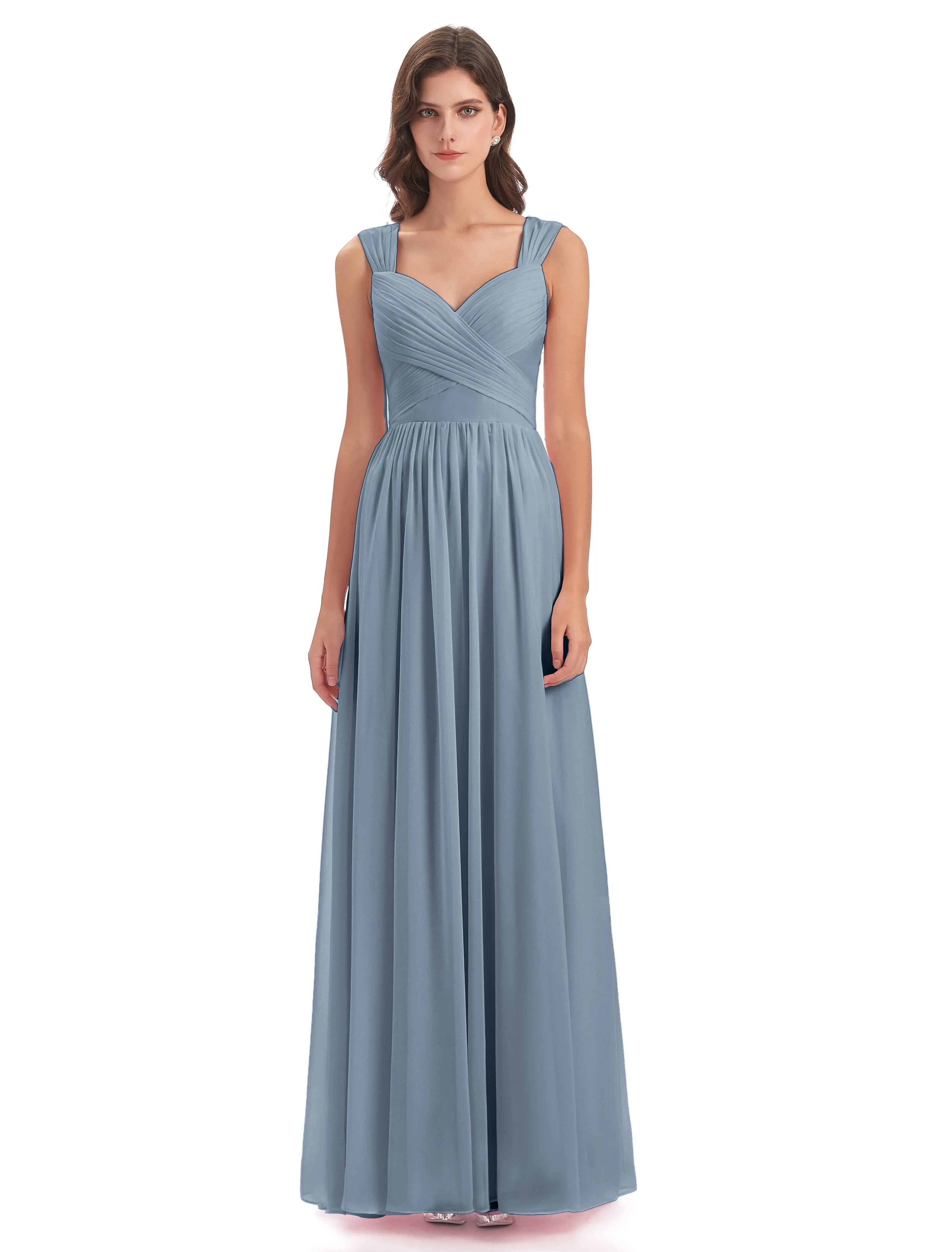 Ellie Flowy Key Hole Long Chiffon Bridesmaid Dresses