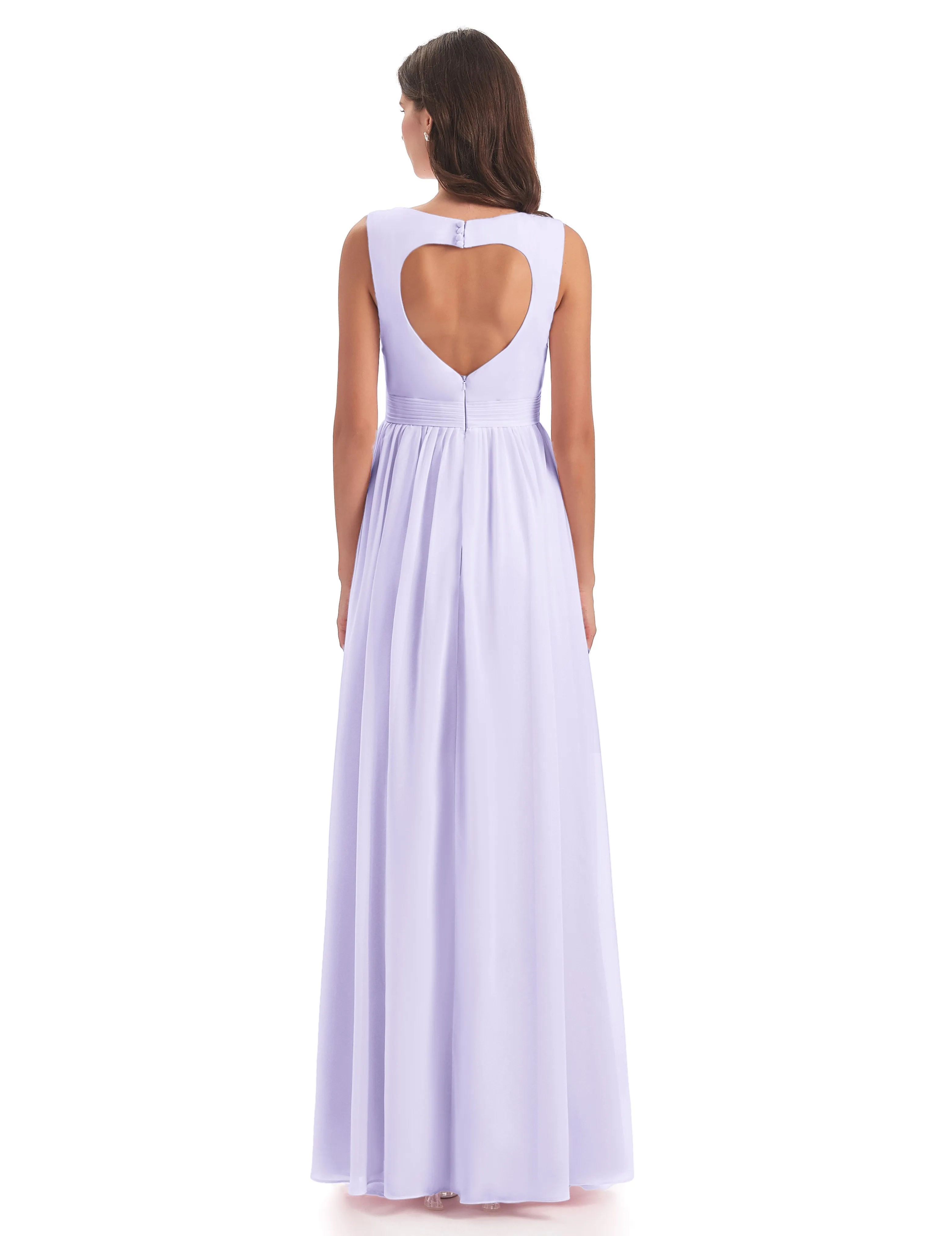 Ellie Flowy Key Hole Long Chiffon Bridesmaid Dresses