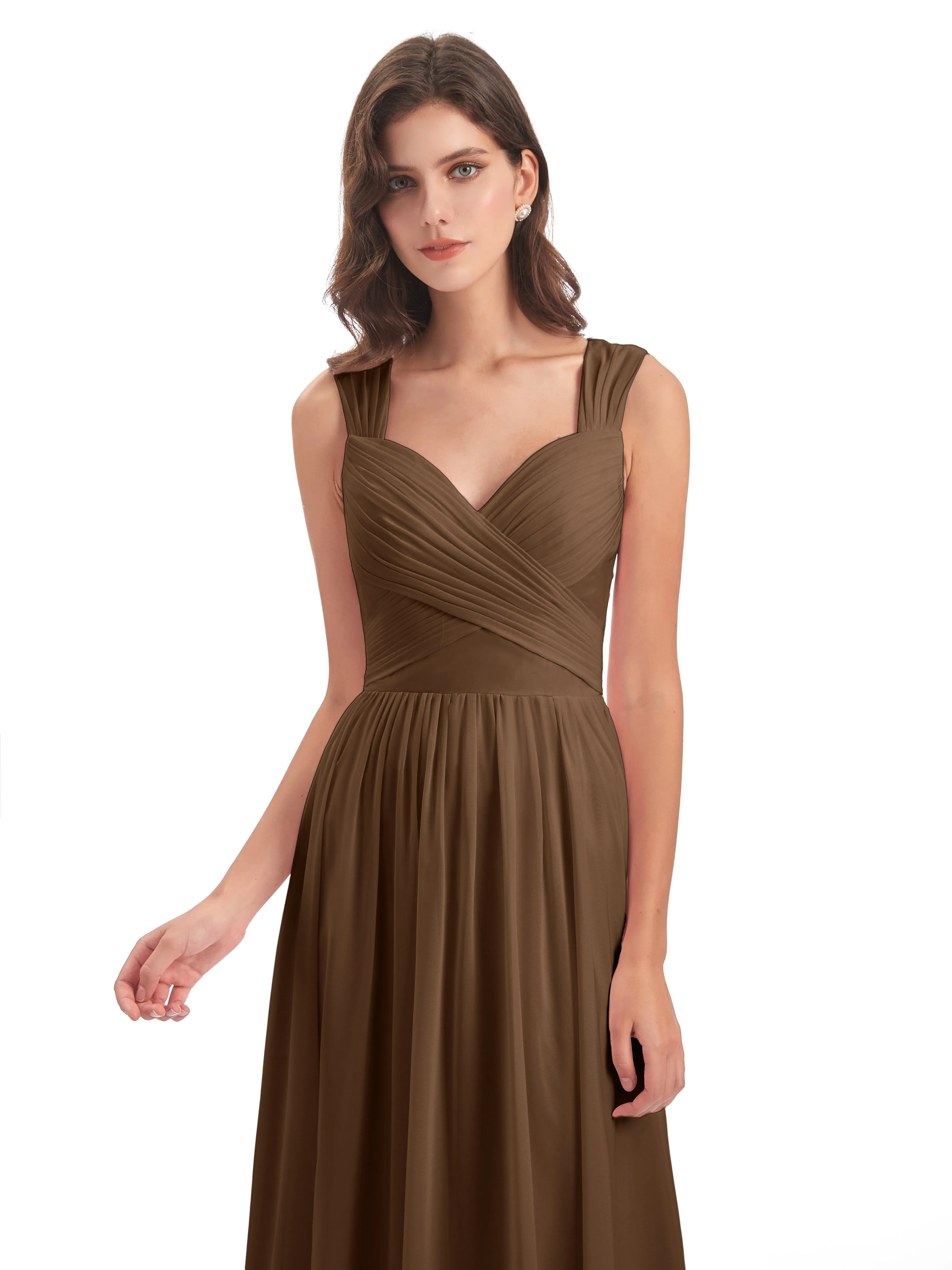 Ellie Flowy Key Hole Long Chiffon Bridesmaid Dresses