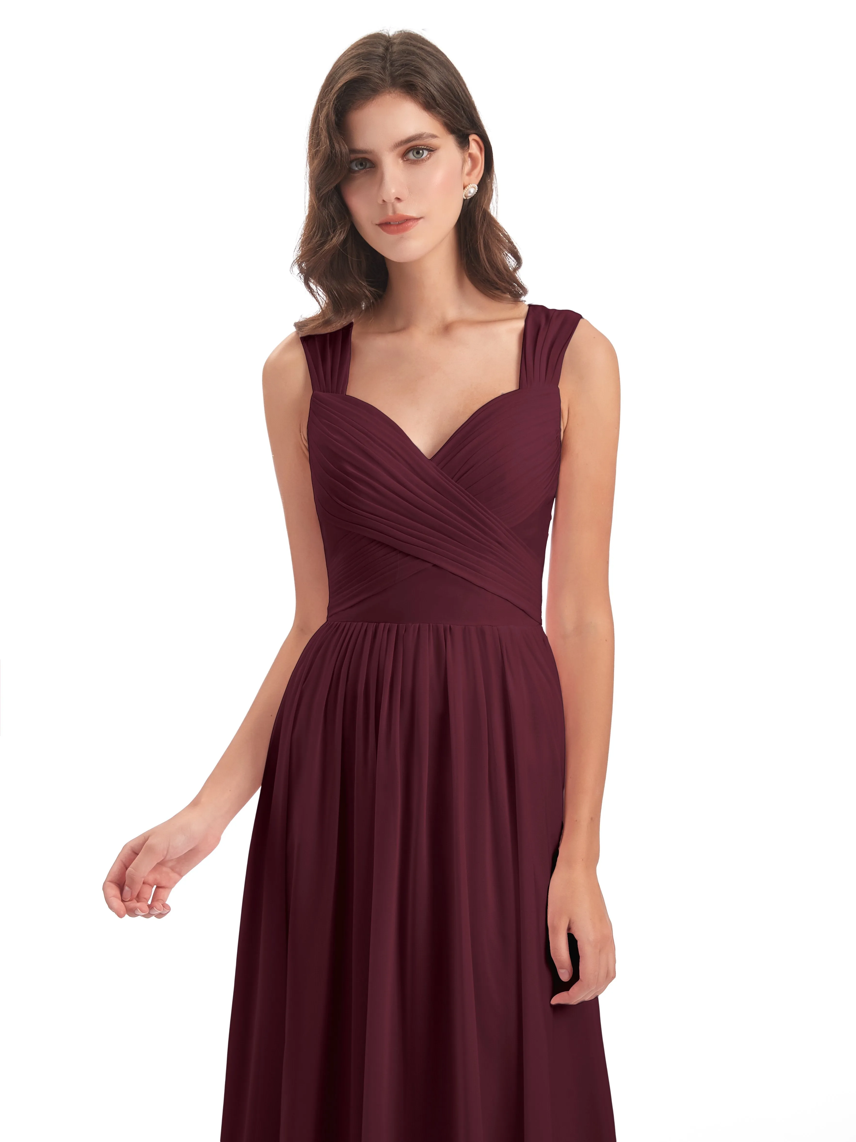 Ellie Flowy Key Hole Long Chiffon Bridesmaid Dresses