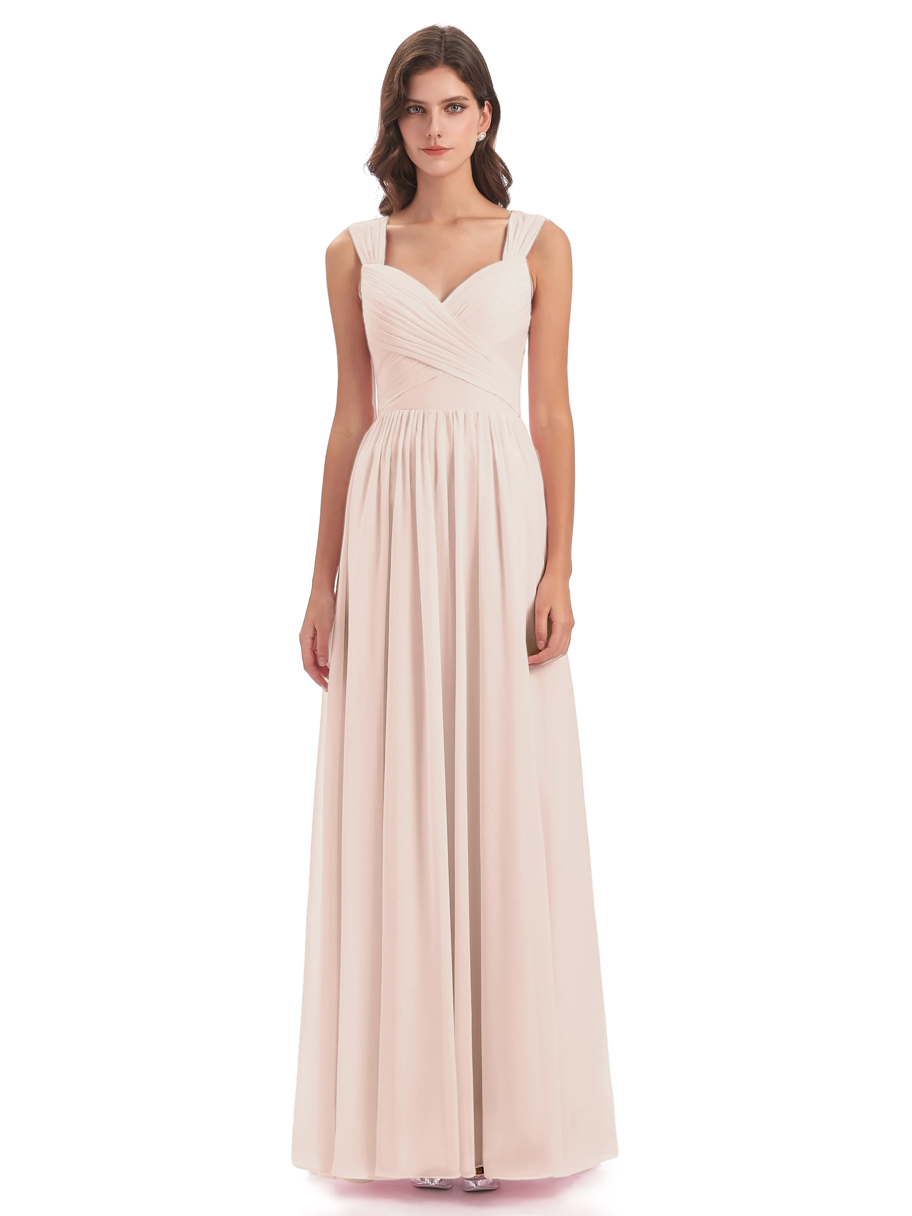 Ellie Flowy Key Hole Long Chiffon Bridesmaid Dresses
