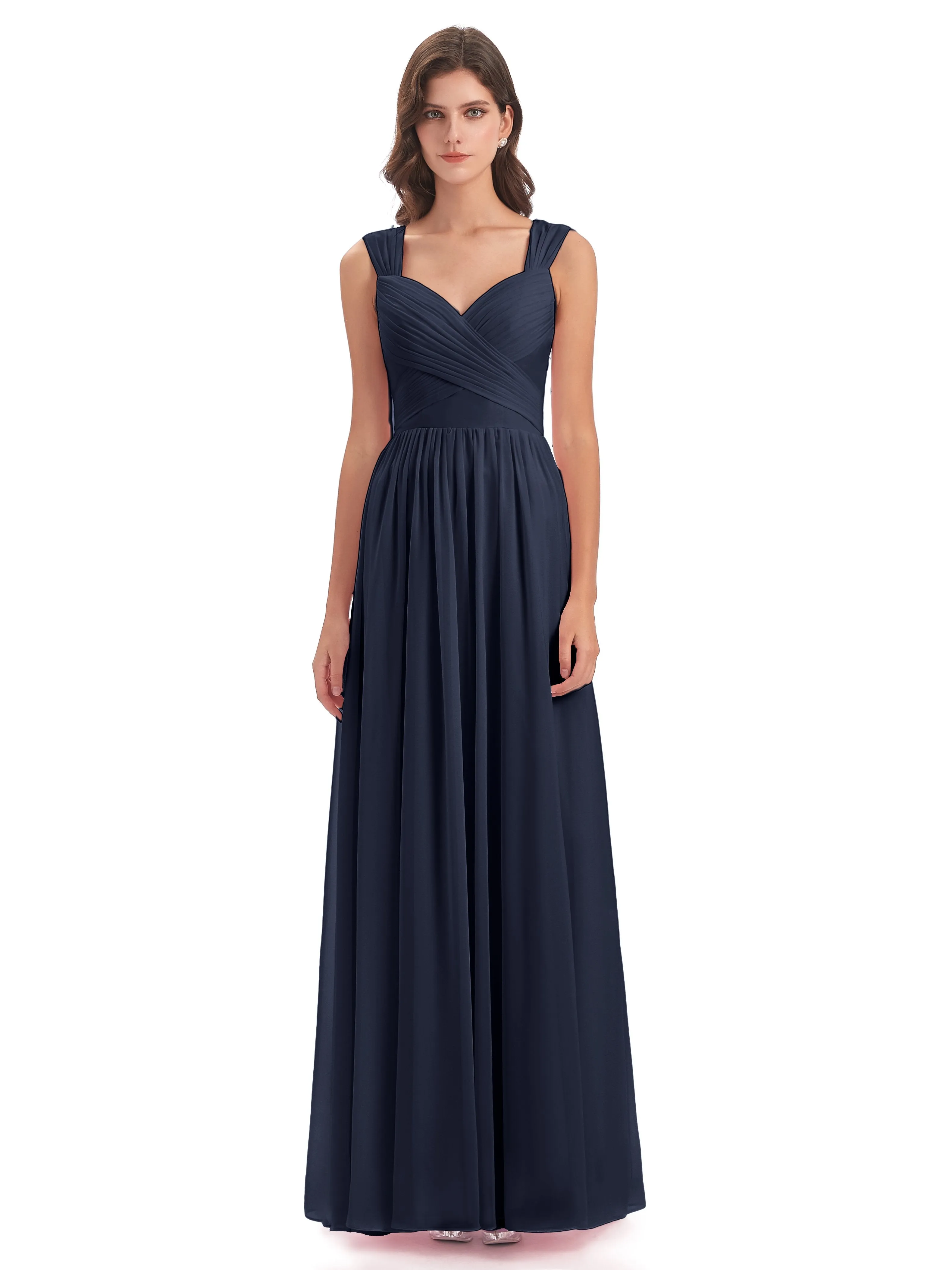 Ellie Flowy Key Hole Long Chiffon Bridesmaid Dresses