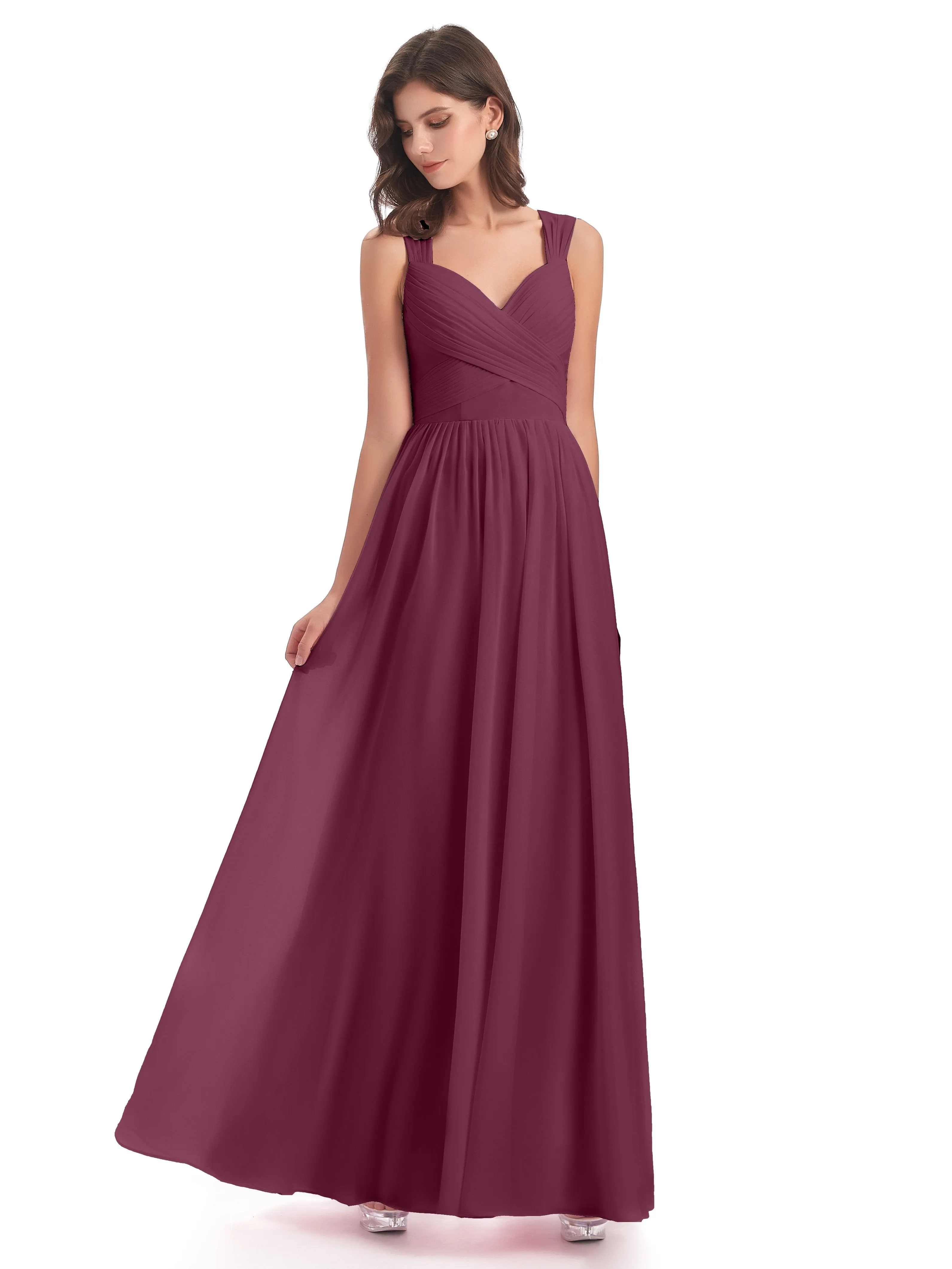 Ellie Flowy Key Hole Long Chiffon Bridesmaid Dresses