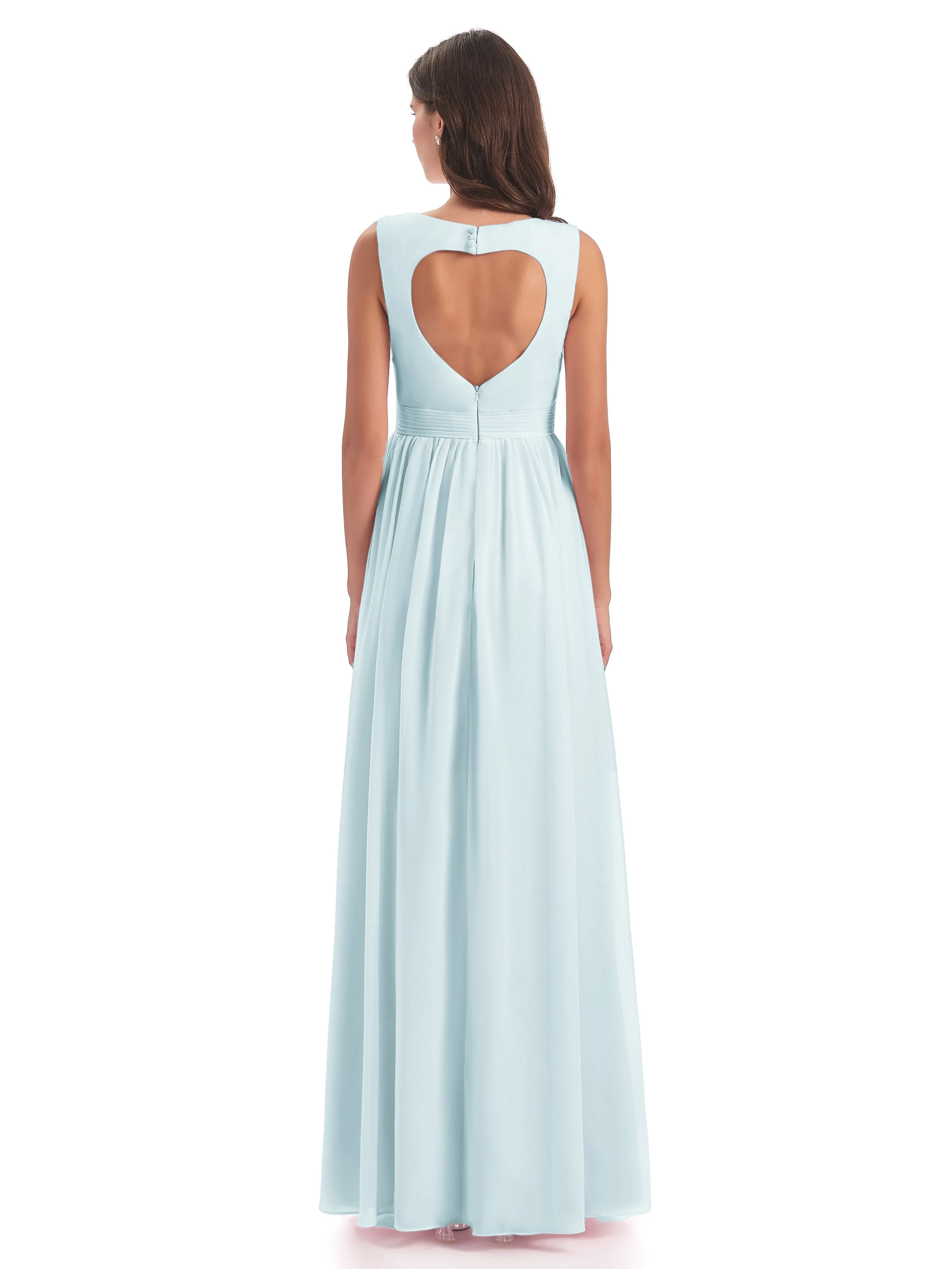 Ellie Flowy Key Hole Long Chiffon Bridesmaid Dresses