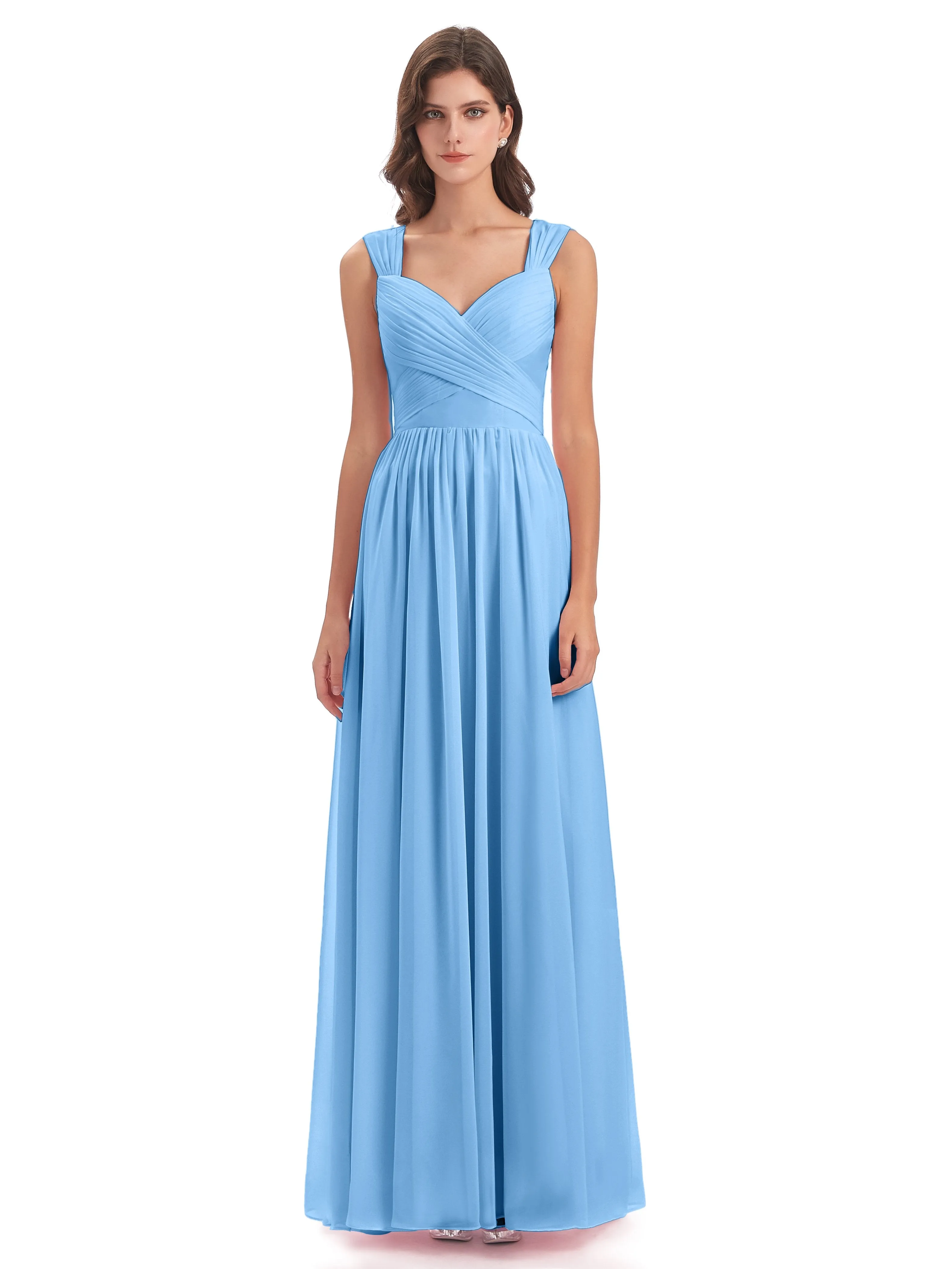 Ellie Flowy Key Hole Long Chiffon Bridesmaid Dresses