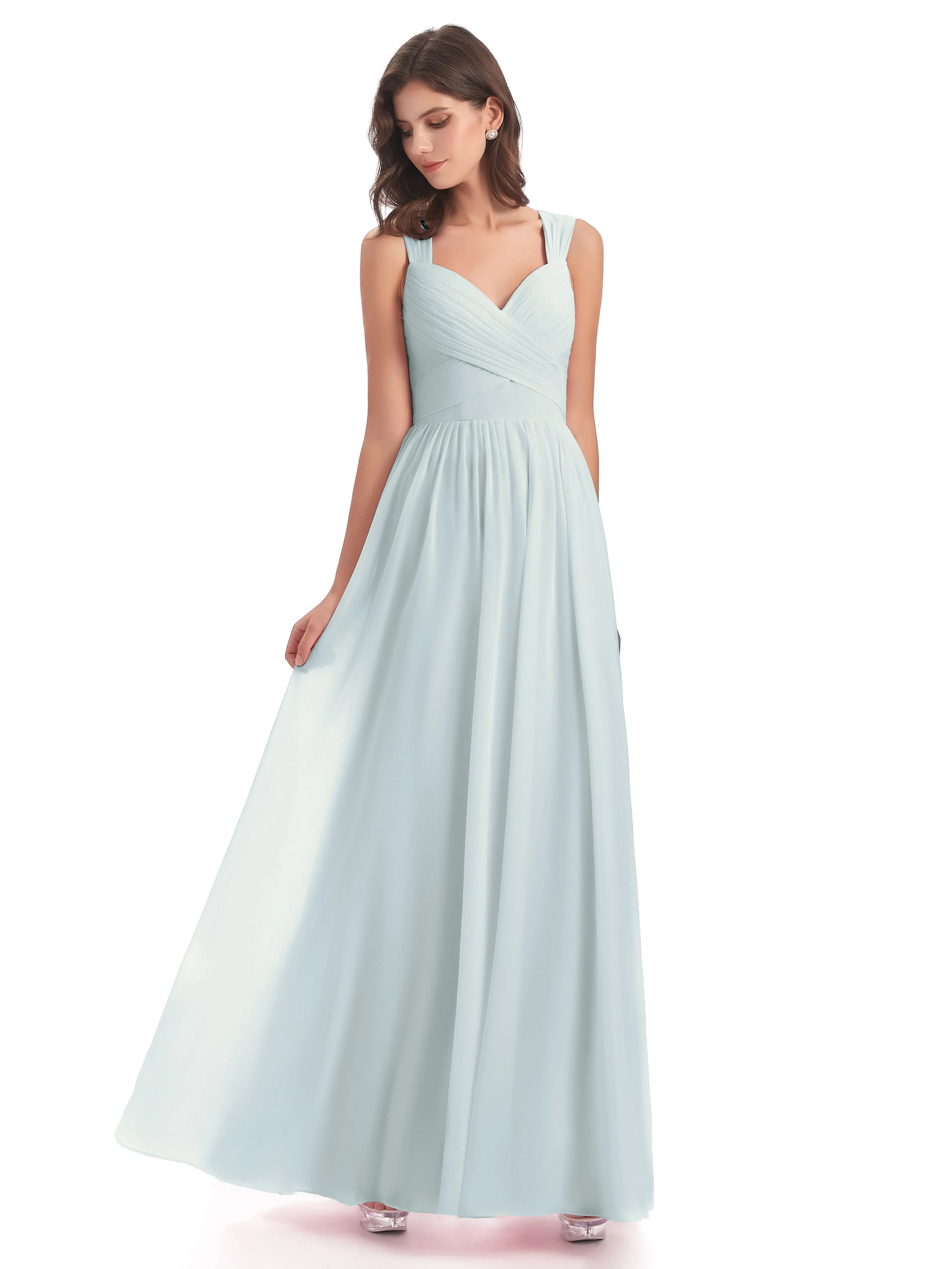 Ellie Flowy Key Hole Long Chiffon Bridesmaid Dresses