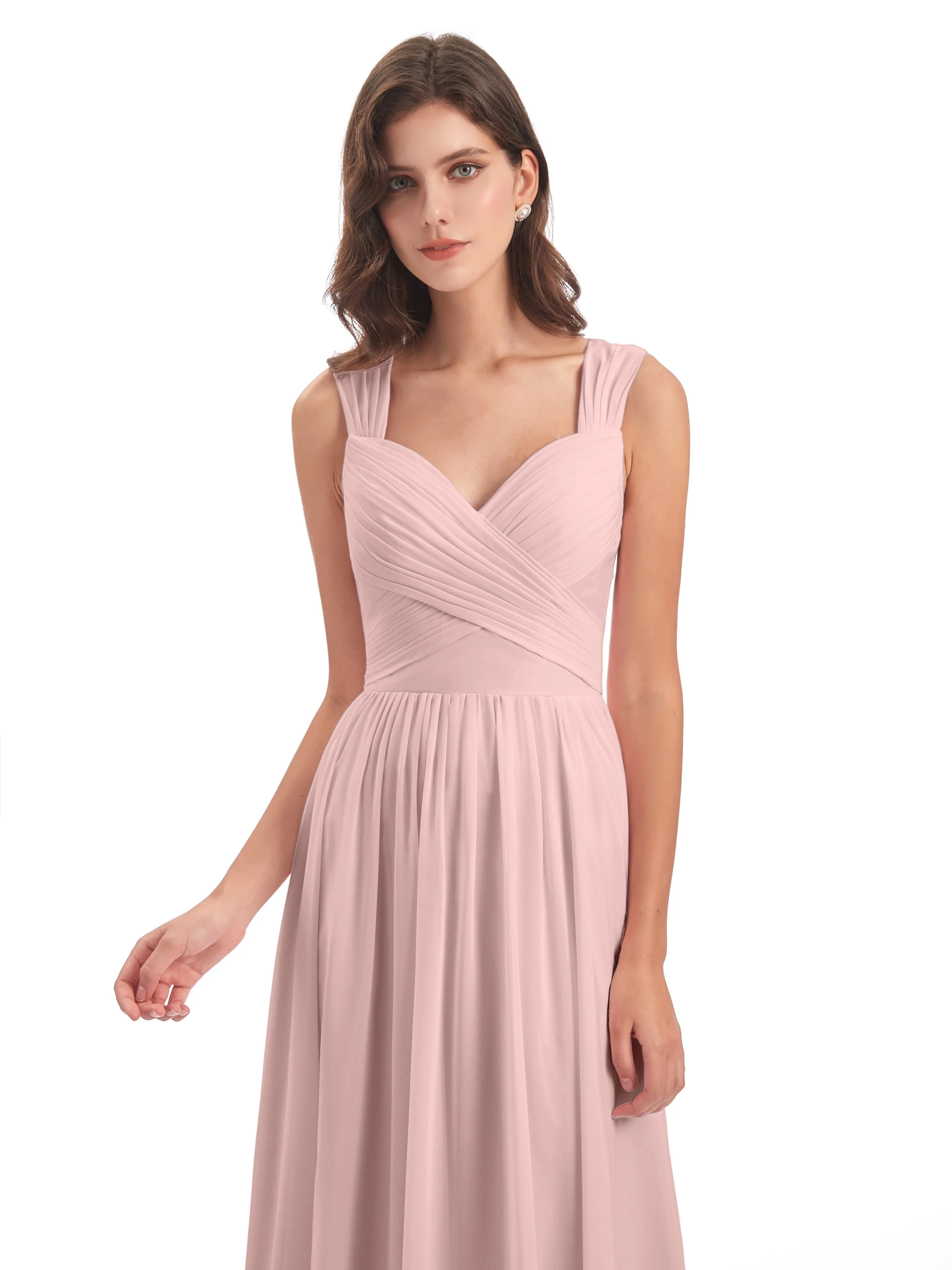 Ellie Flowy Key Hole Long Chiffon Bridesmaid Dresses