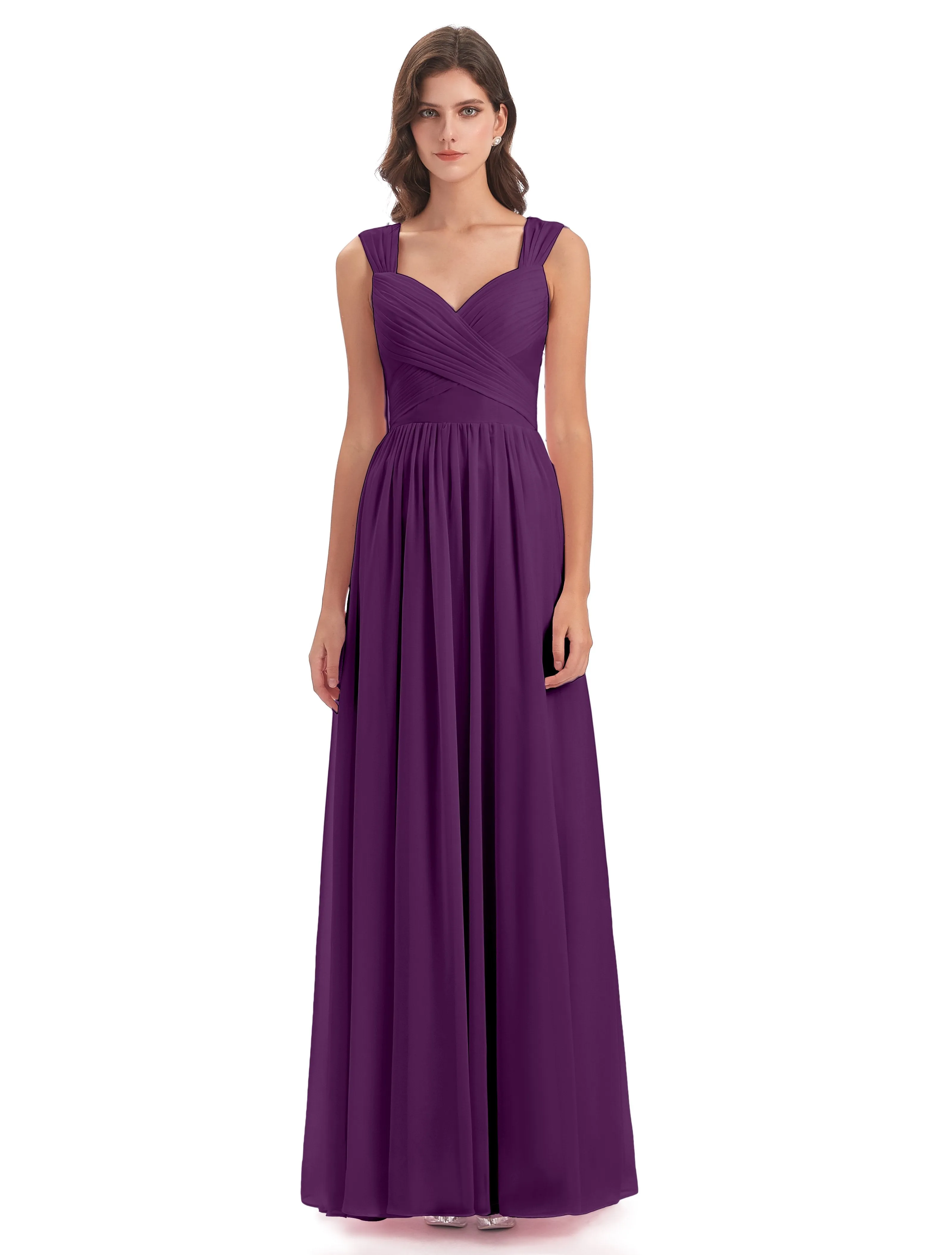 Ellie Flowy Key Hole Long Chiffon Bridesmaid Dresses