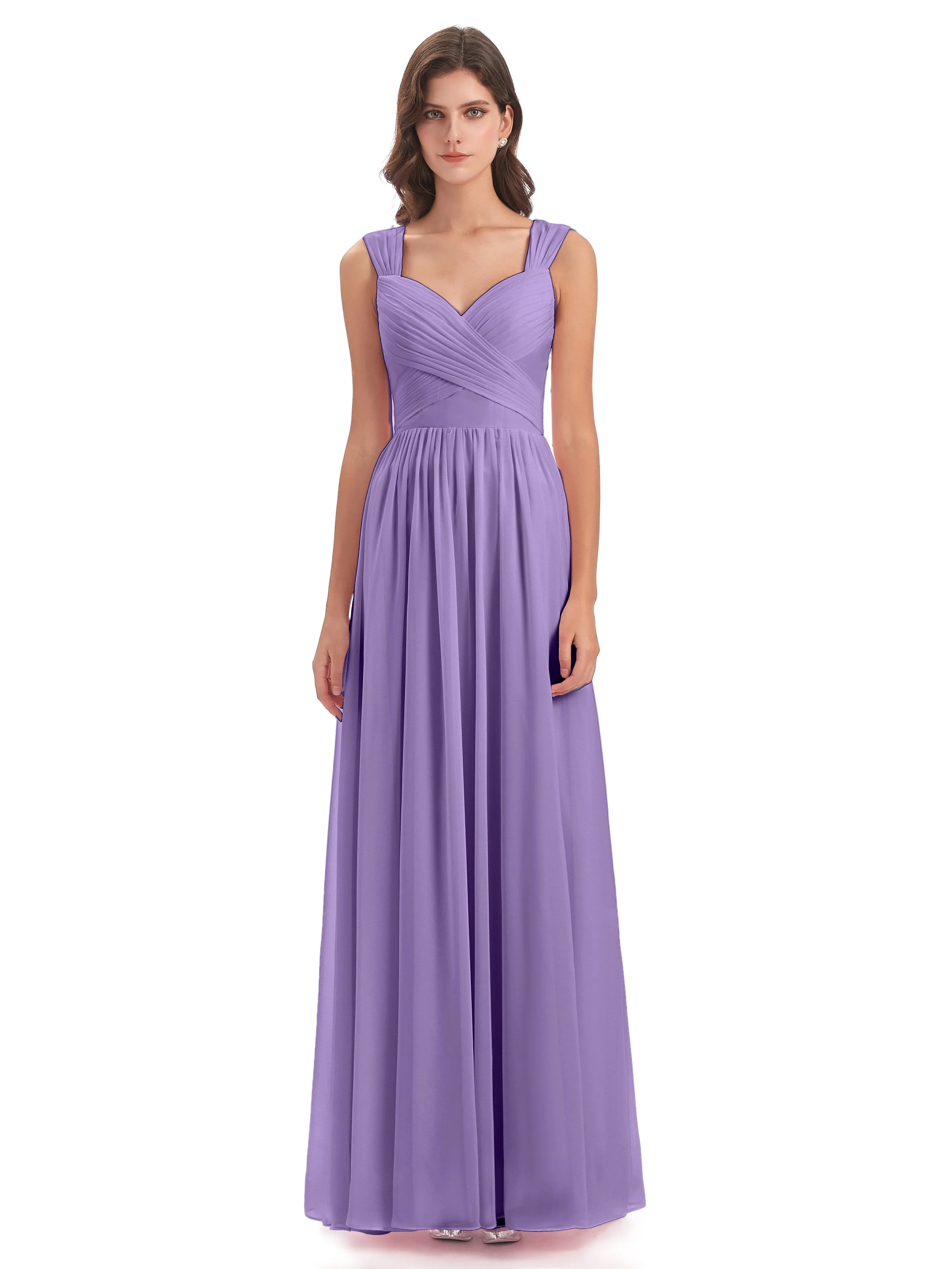 Ellie Flowy Key Hole Long Chiffon Bridesmaid Dresses